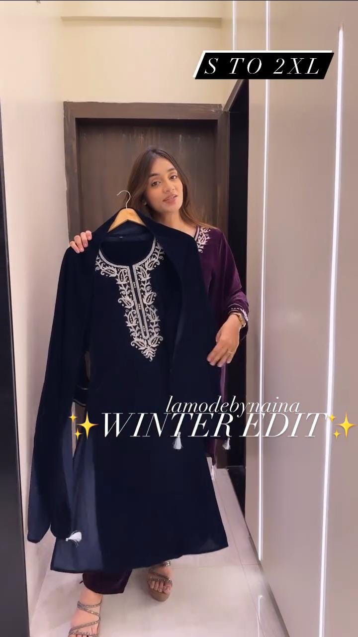 Beautiful Winter Designer Velvet Suit