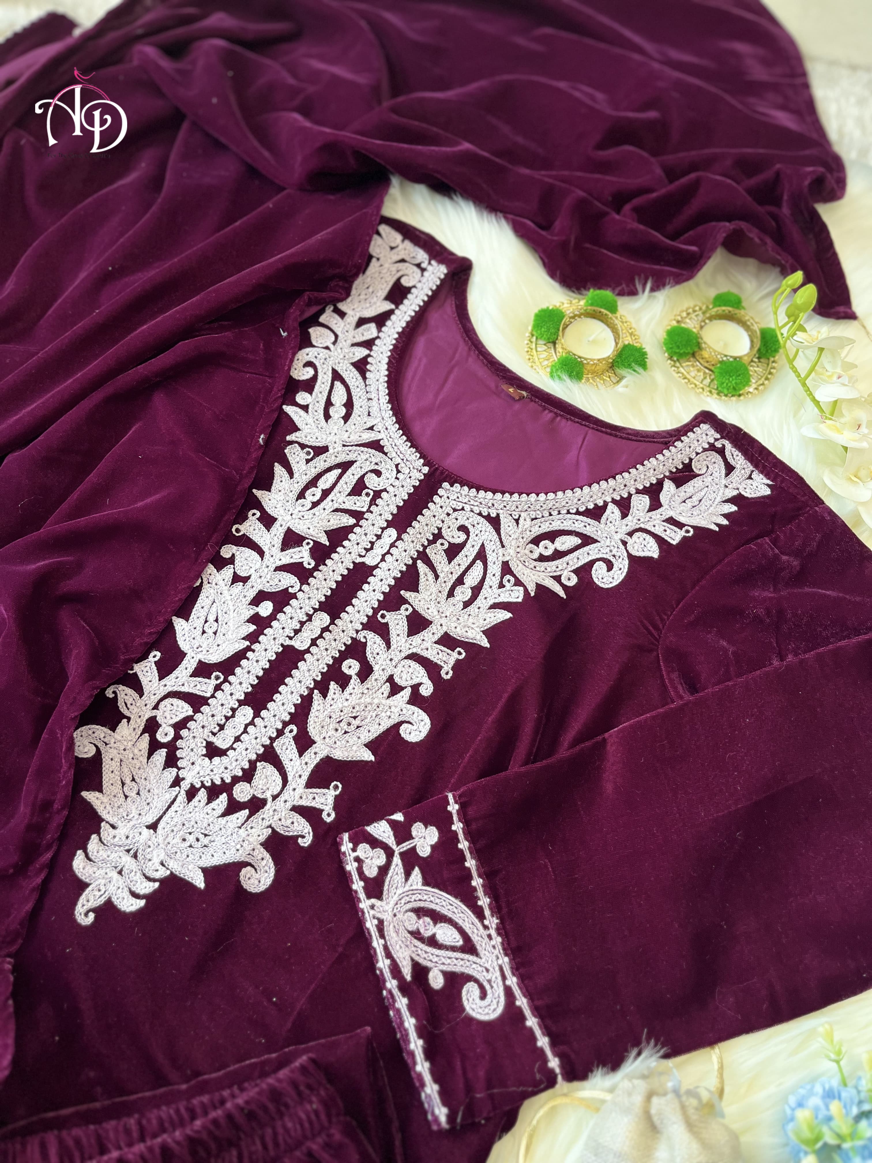 Beautiful Winter Designer Velvet Suit