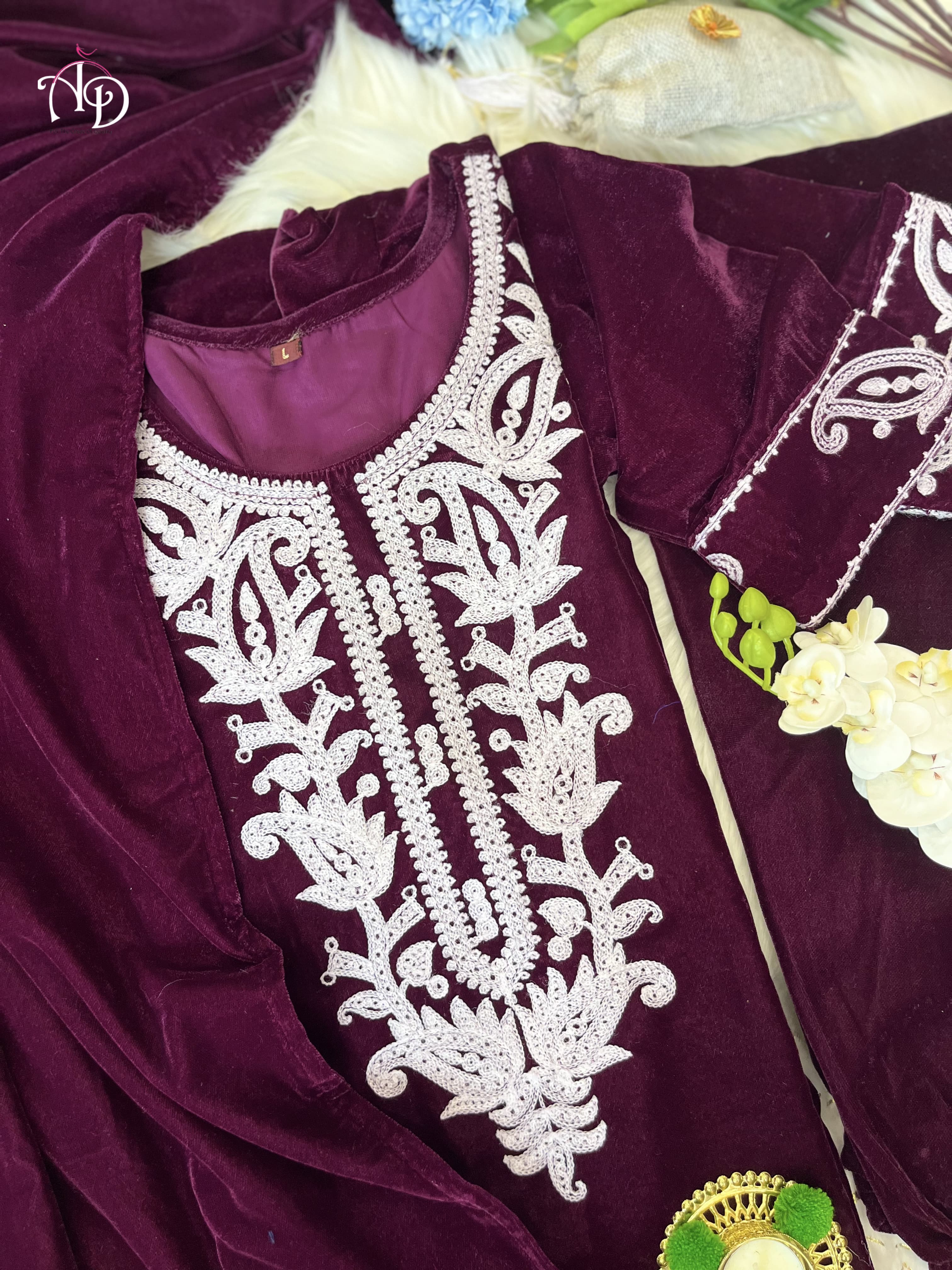 Beautiful Winter Designer Velvet Suit