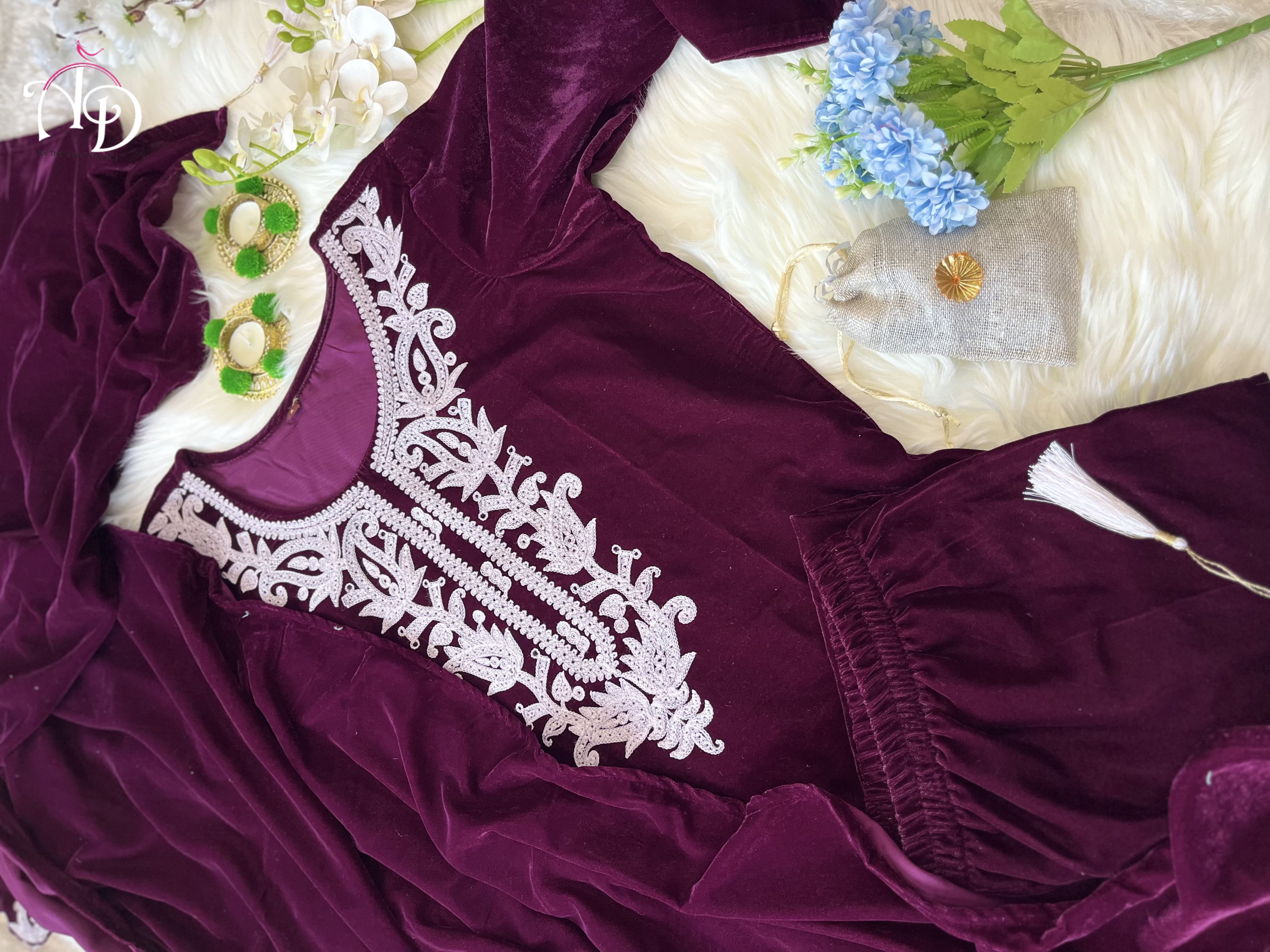 Beautiful Winter Designer Velvet Suit