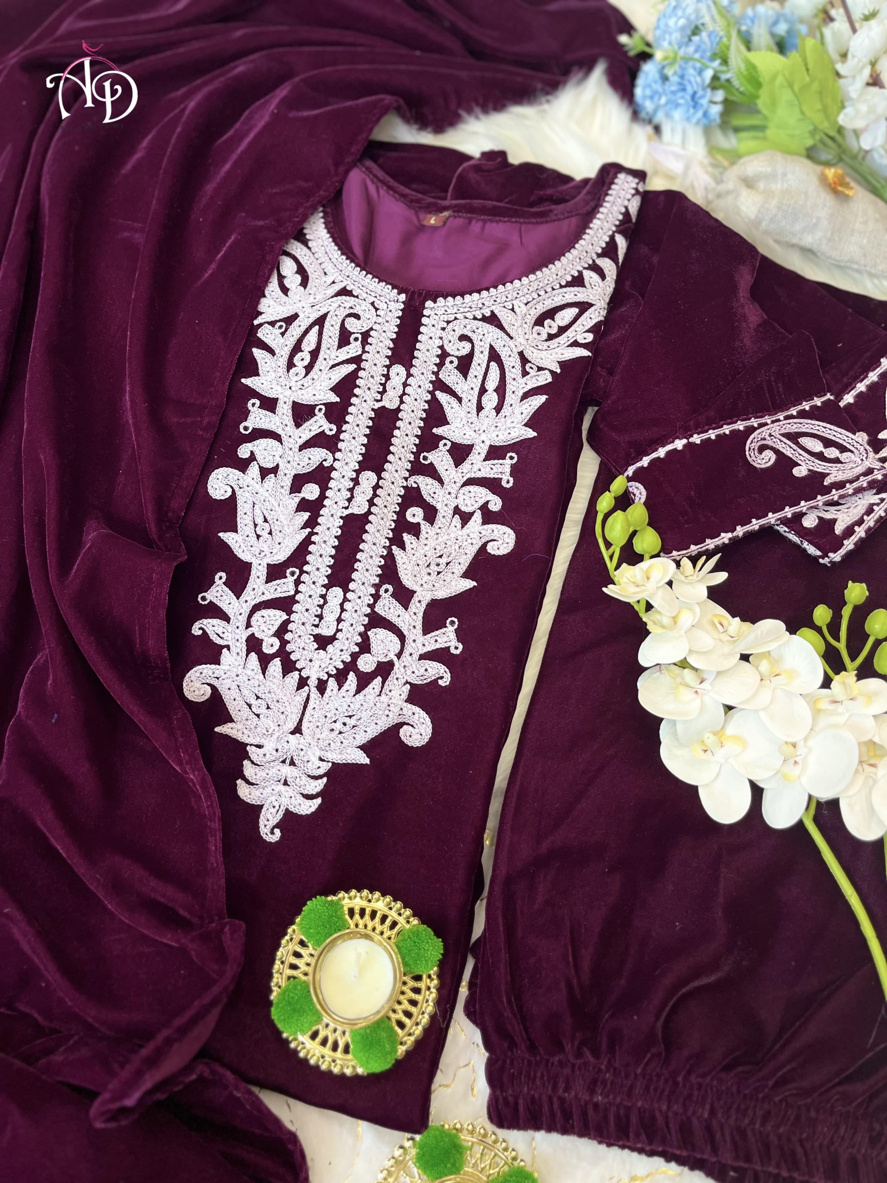 Beautiful Winter Designer Velvet Suit