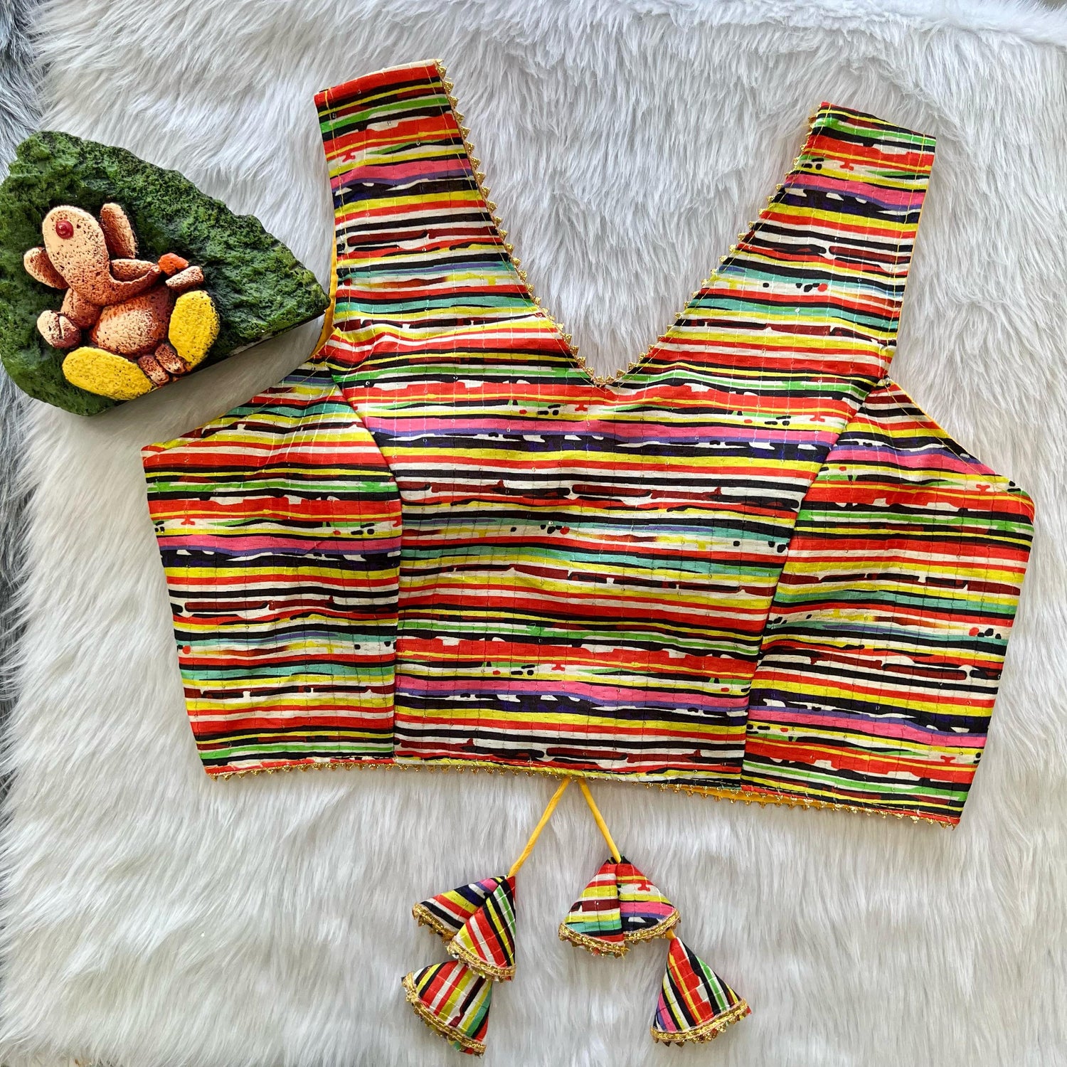 Beautiful Designer New Digital Print Crochet &amp; Style Neck Blouse
