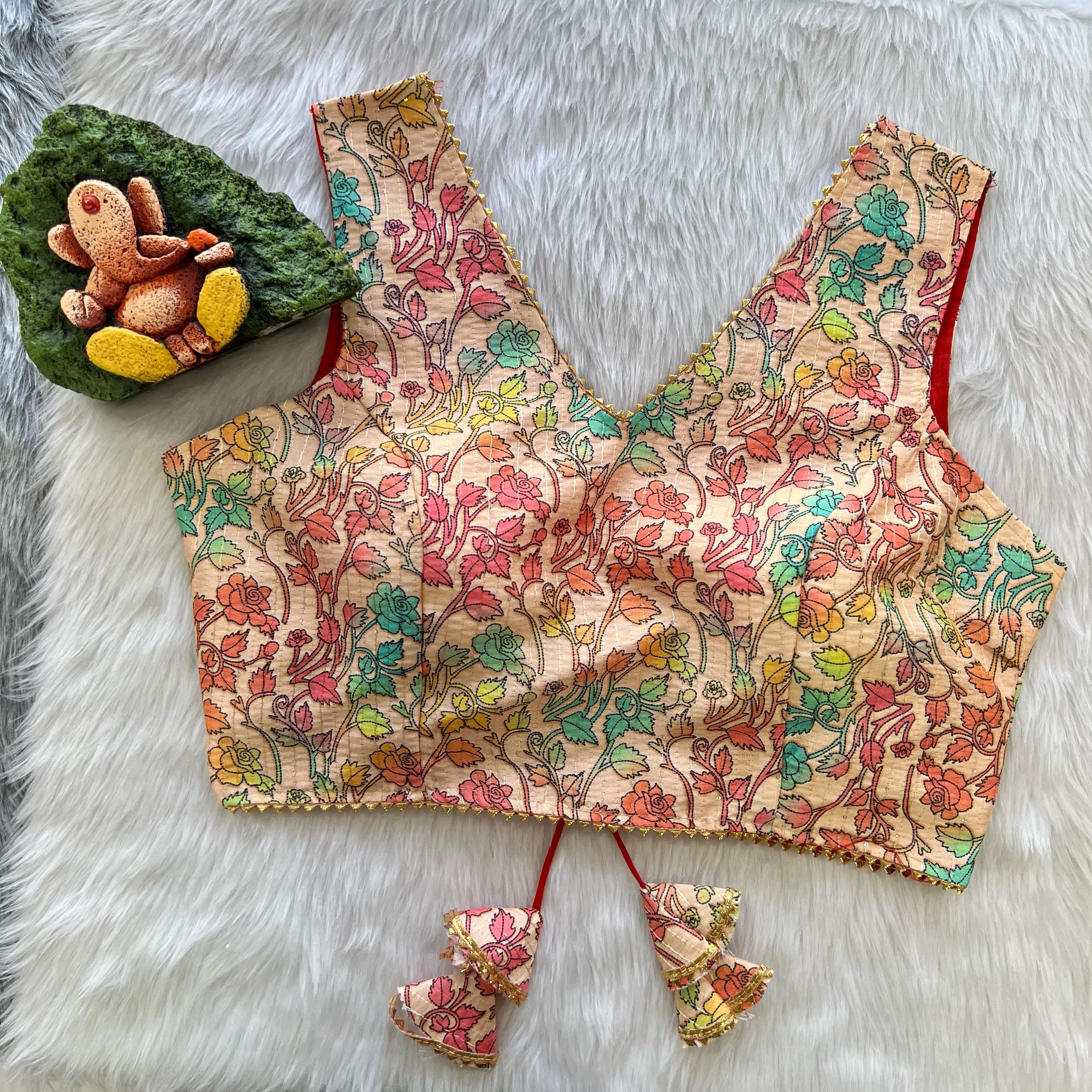 Beautiful Designer New Digital Print Crochet &amp; Style Neck Blouse