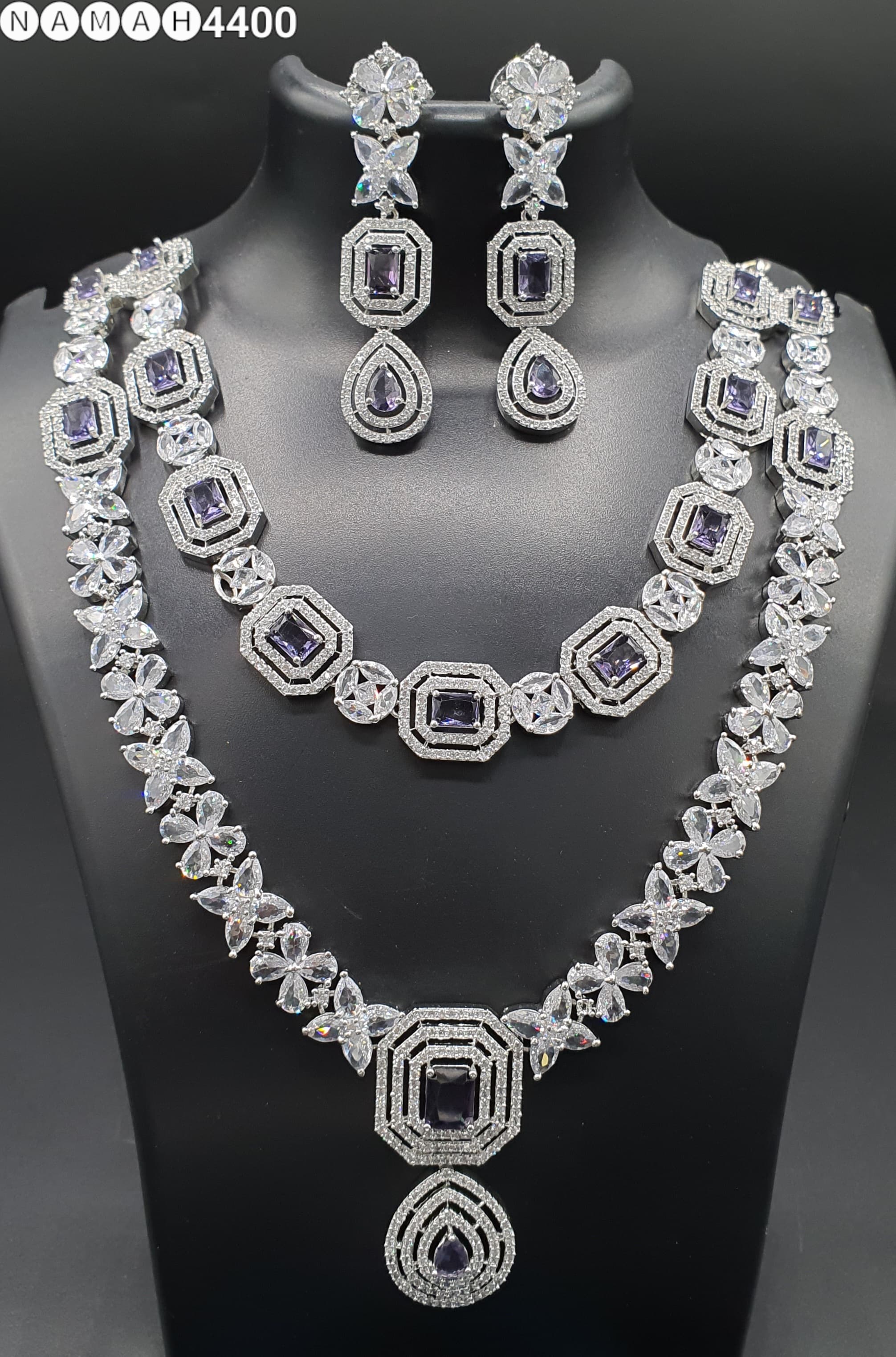 Beautiful American Diamond Jewellery Antique Set with Earrings