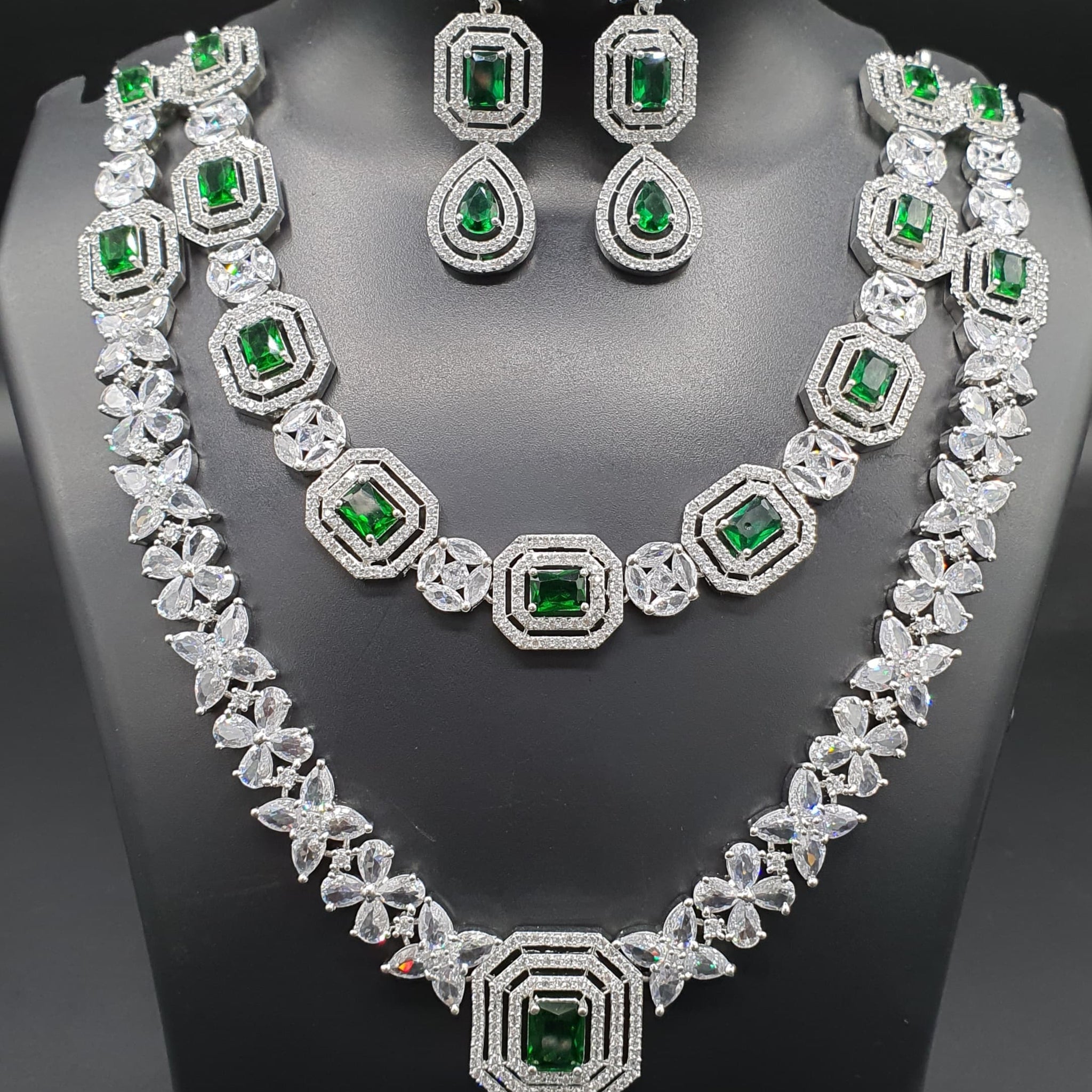 Beautiful American Diamond Jewellery Antique Set with Earrings