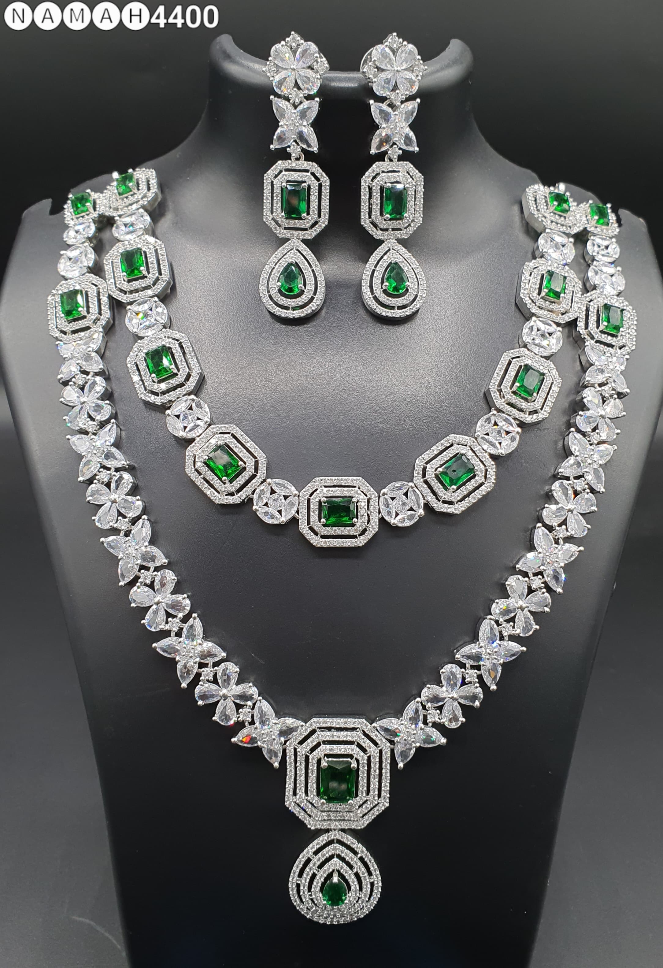 Beautiful American Diamond Jewellery Antique Set with Earrings