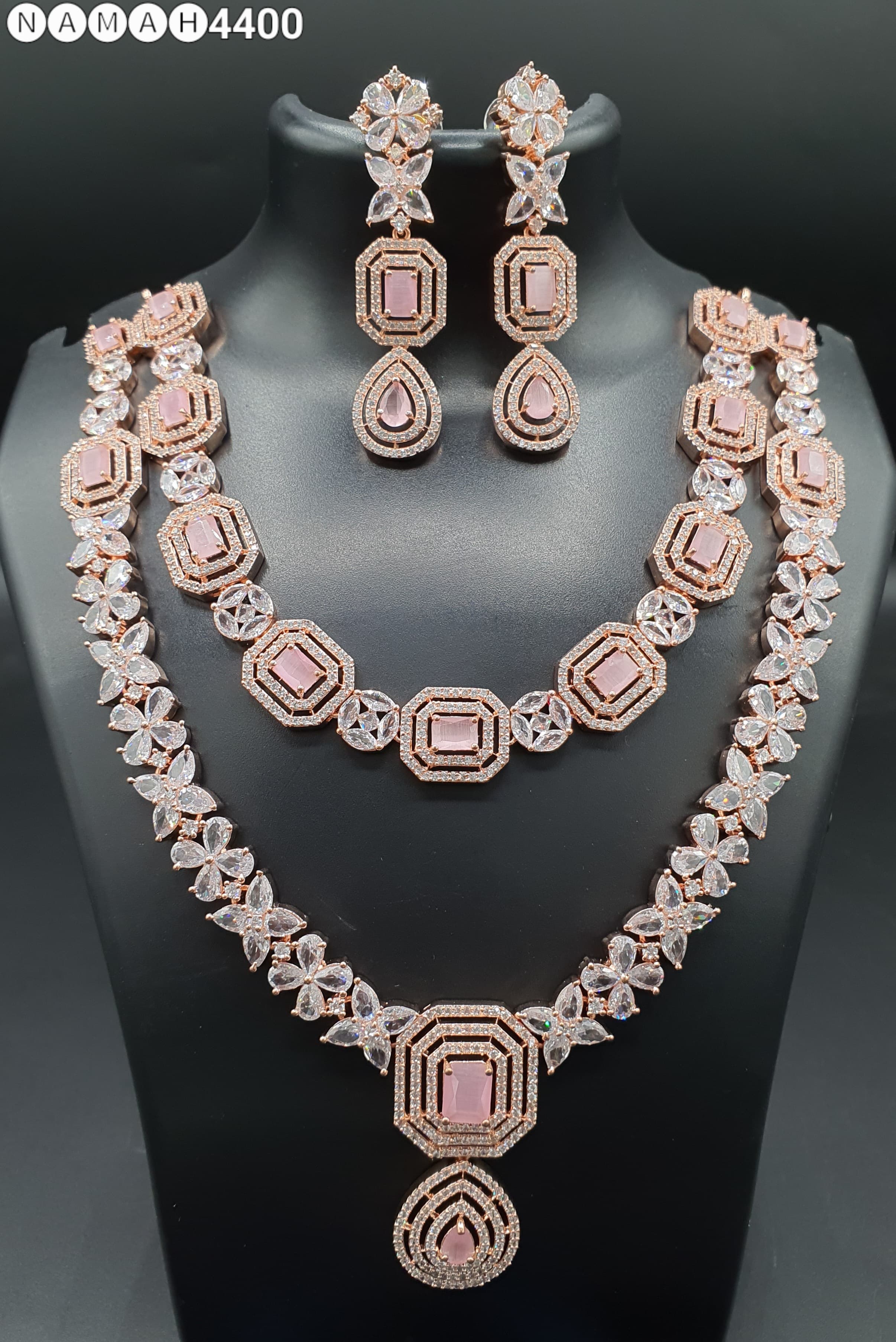 Beautiful American Diamond Jewellery Antique Set with Earrings