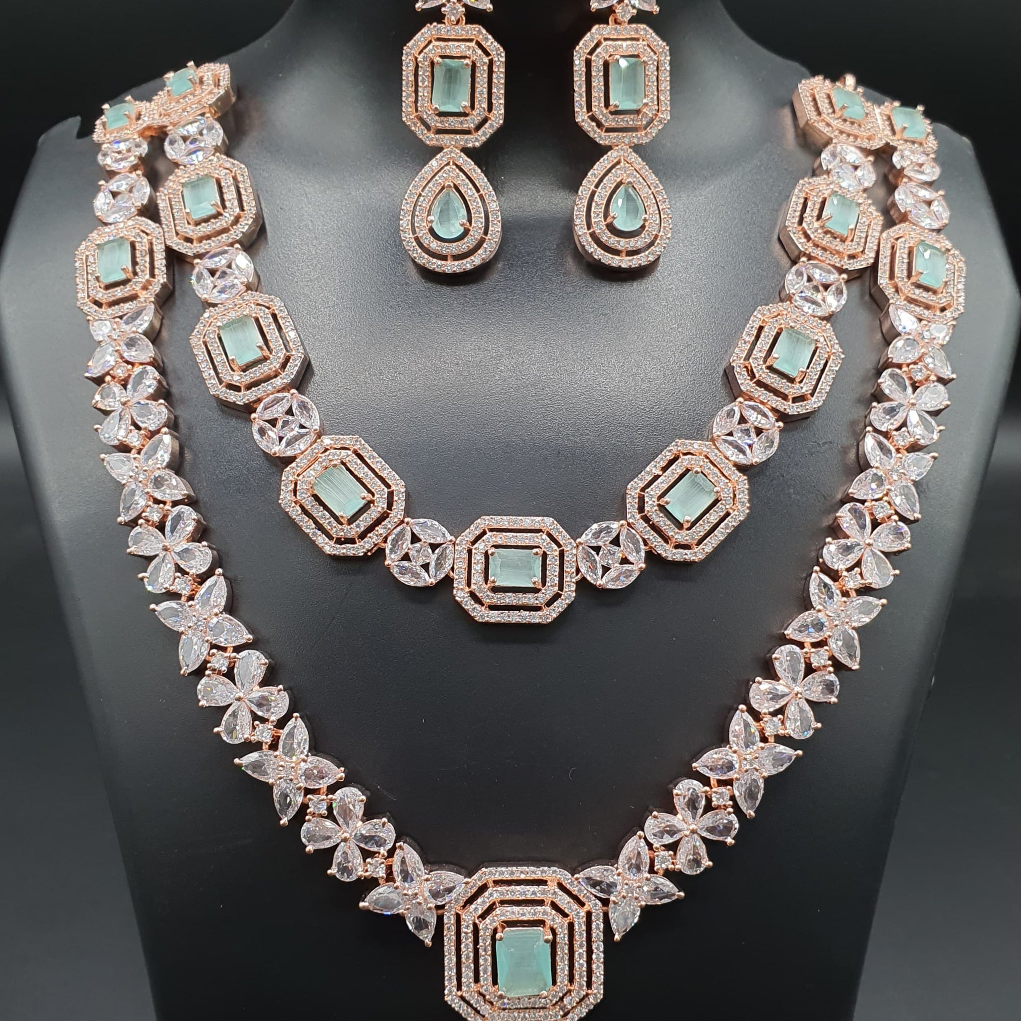 Beautiful American Diamond Jewellery Antique Set with Earrings