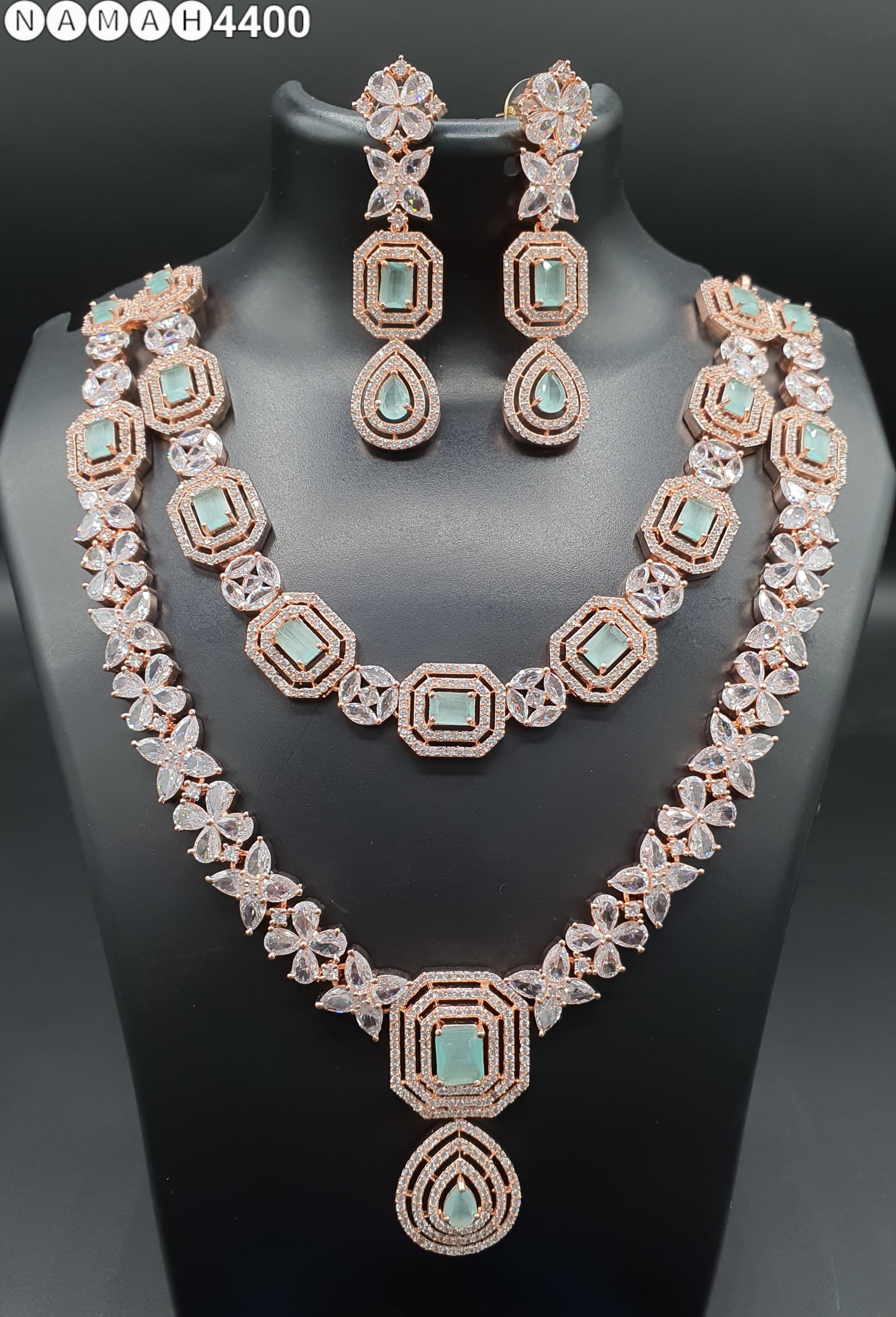 Beautiful American Diamond Jewellery Antique Set with Earrings