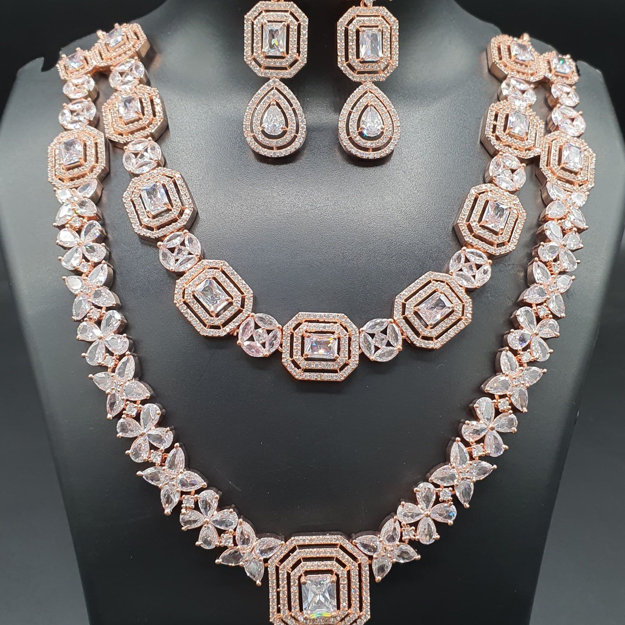 Beautiful American Diamond Jewellery Antique Set with Earrings