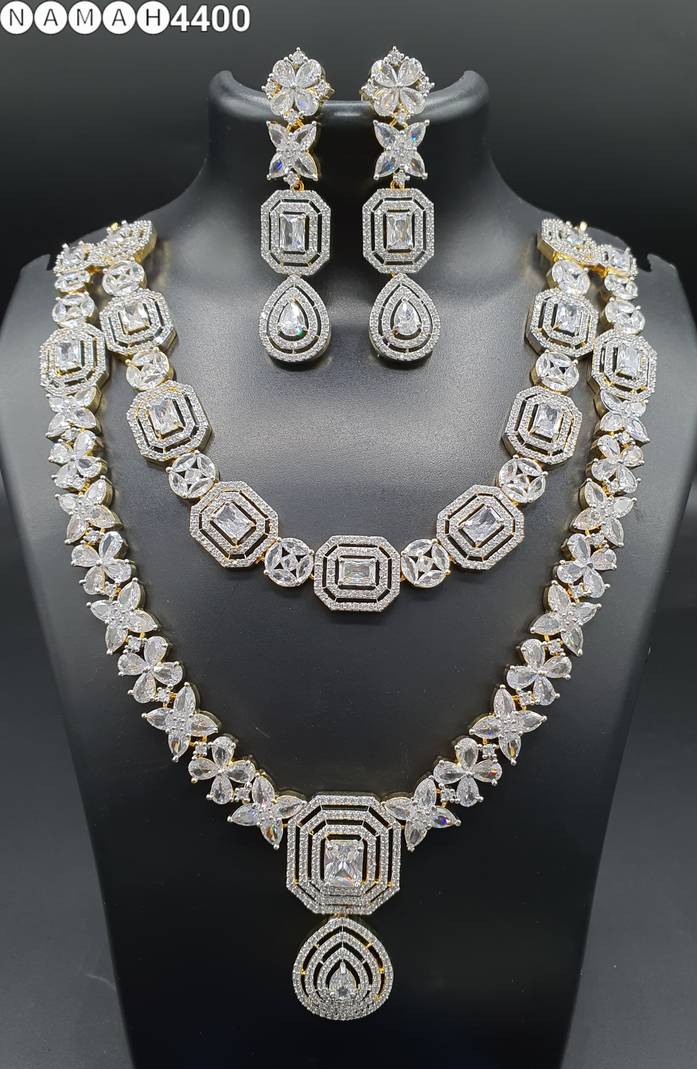 Beautiful American Diamond Jewellery Antique Set with Earrings