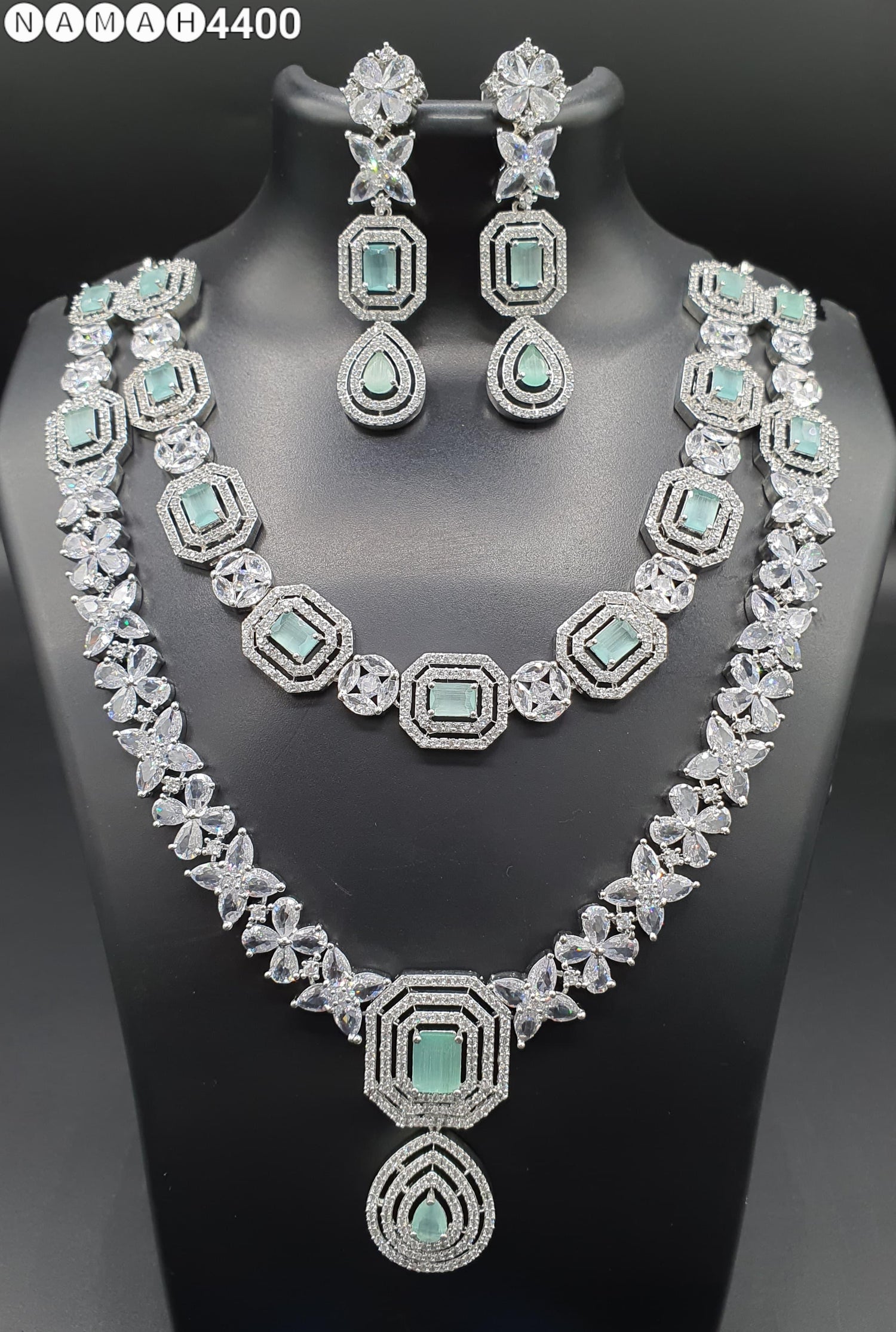 Beautiful American Diamond Jewellery Antique Set with Earrings