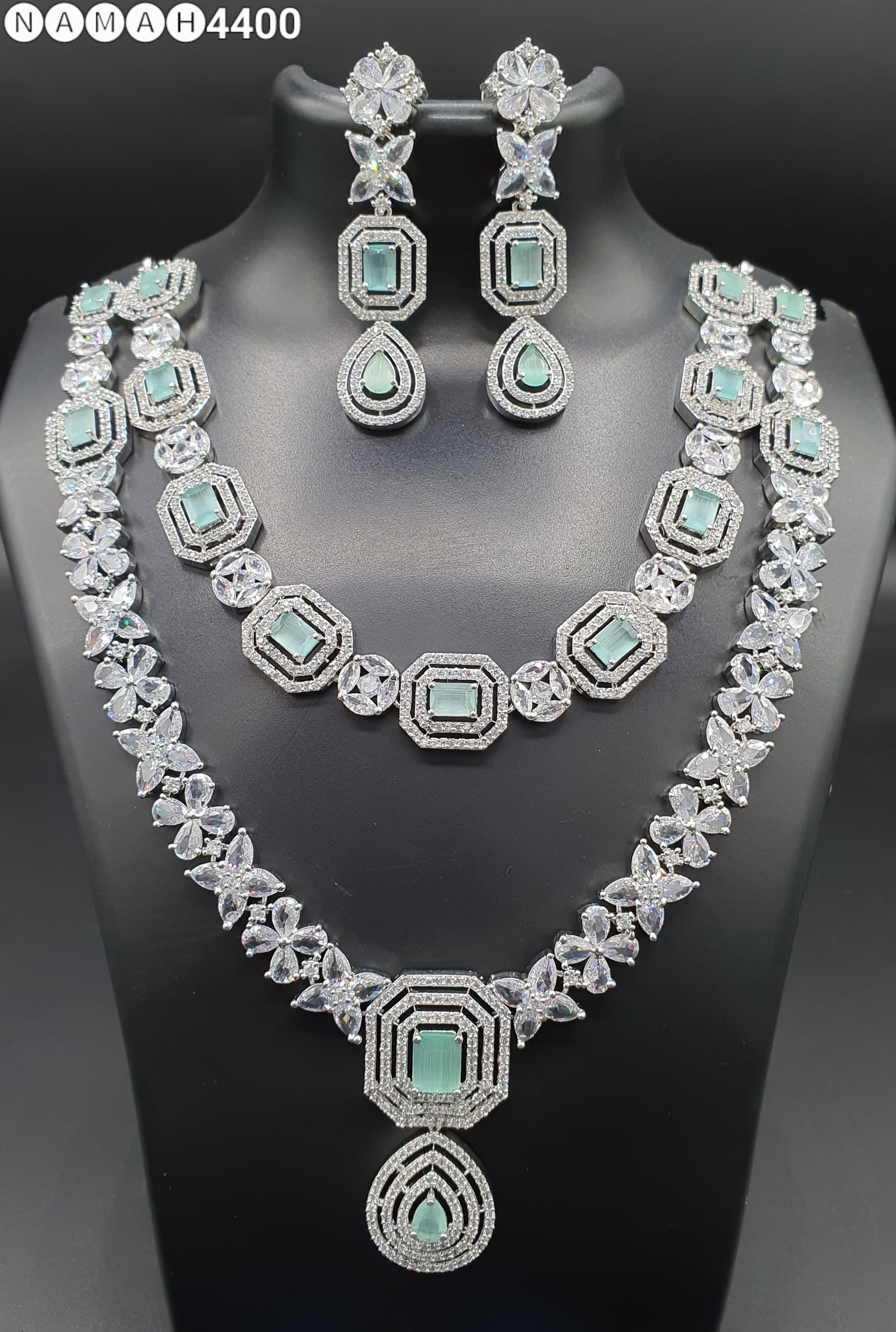 Beautiful American Diamond Jewellery Antique Set with Earrings