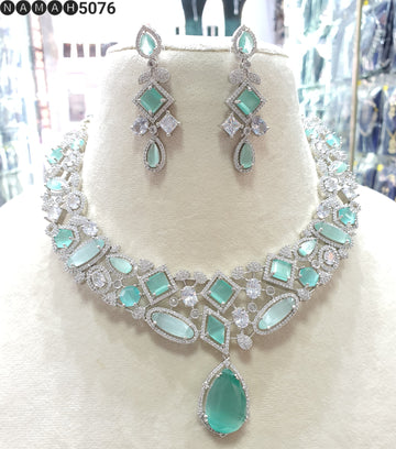 Beautiful American Diamond Jewellery Antique Set with Earrings