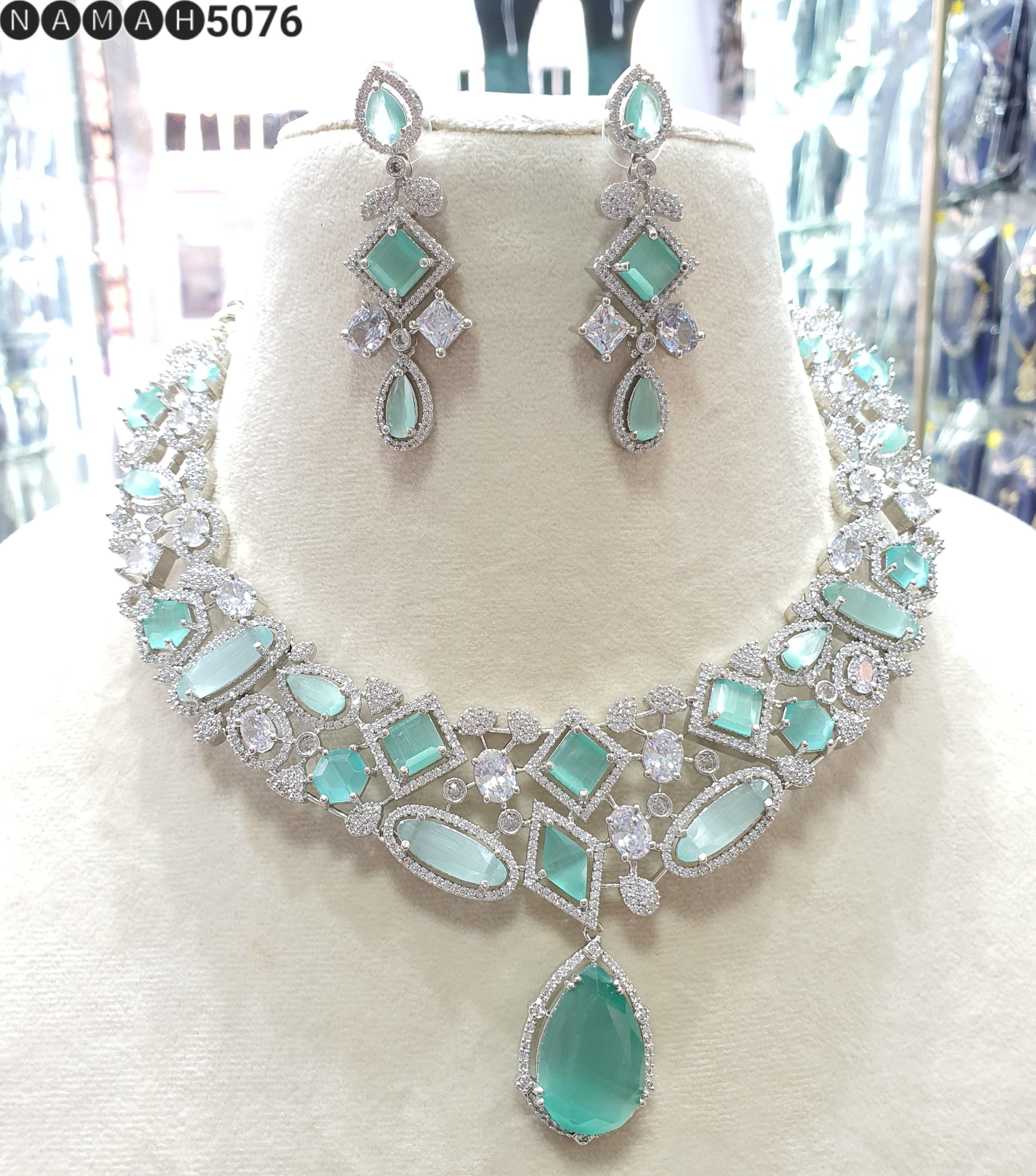 Beautiful American Diamond Jewellery Antique Set with Earrings