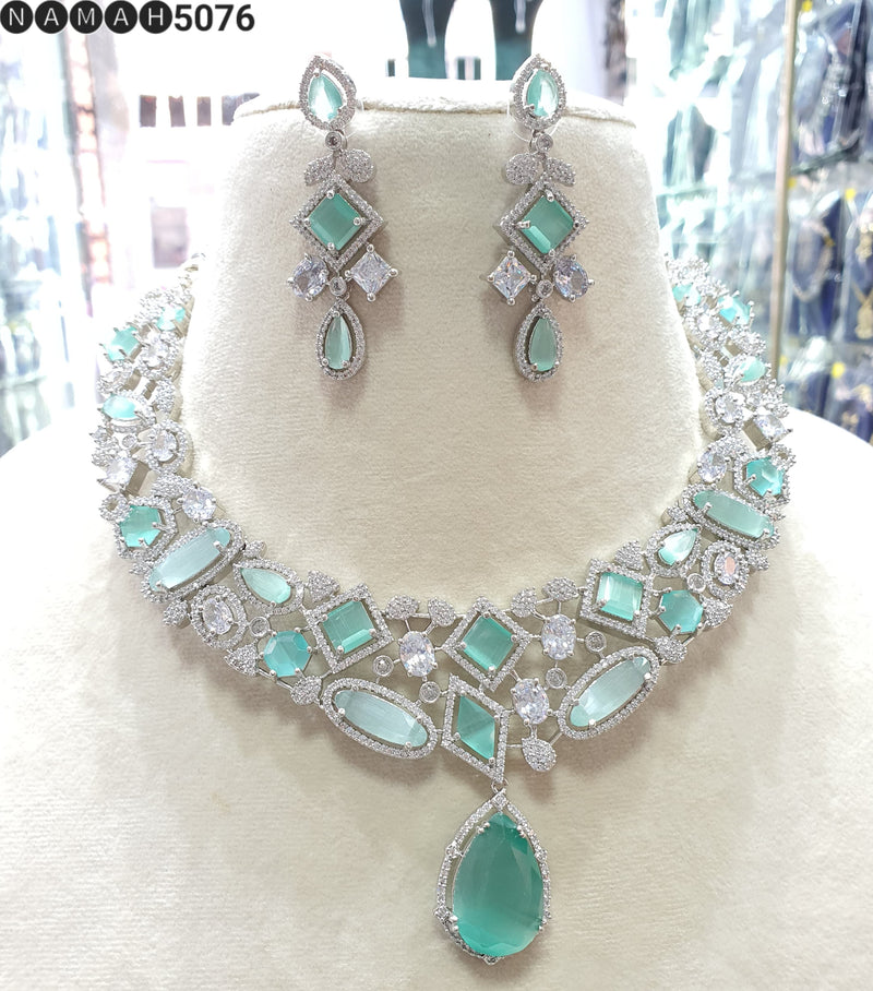 Beautiful American Diamond Jewellery Antique Set with Earrings