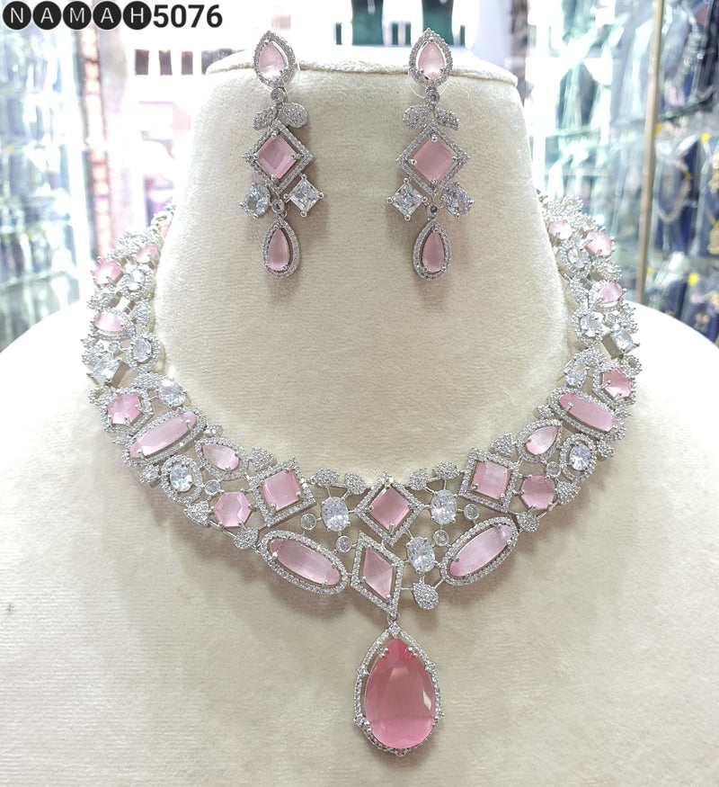 Beautiful American Diamond Jewellery Antique Set with Earrings