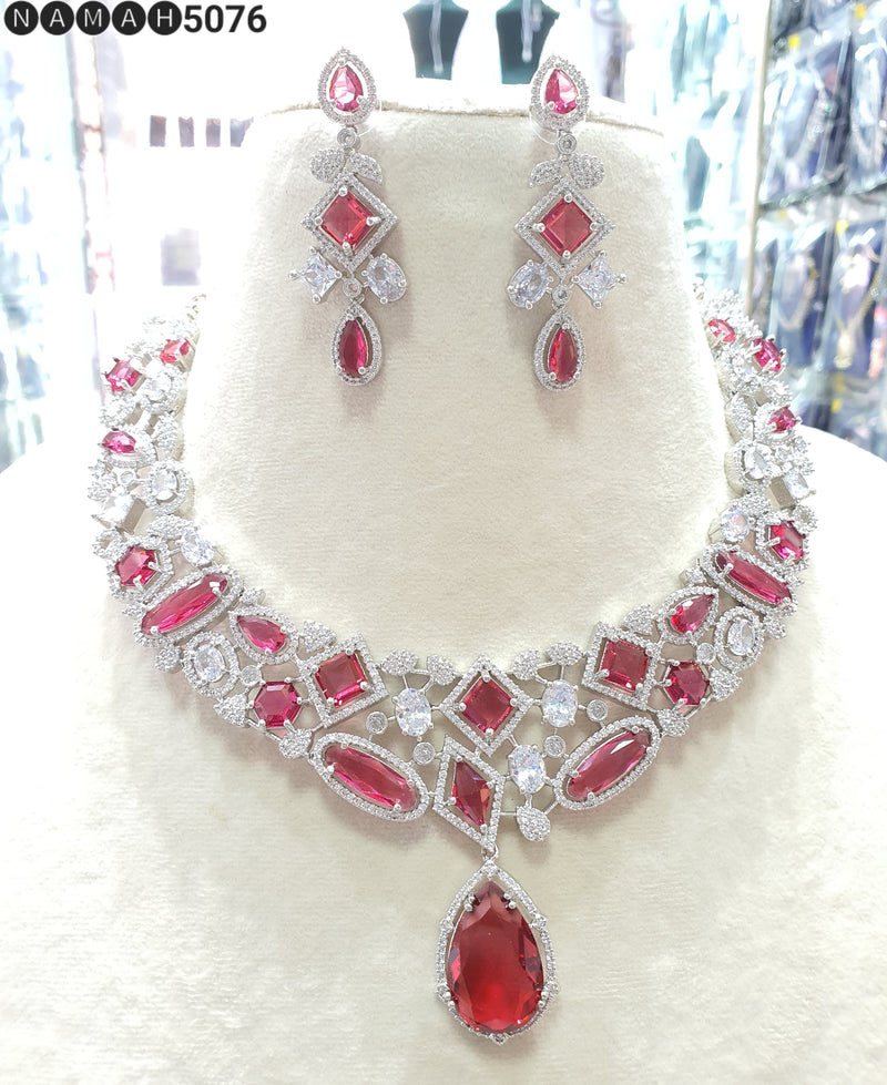 Beautiful American Diamond Jewellery Antique Set with Earrings