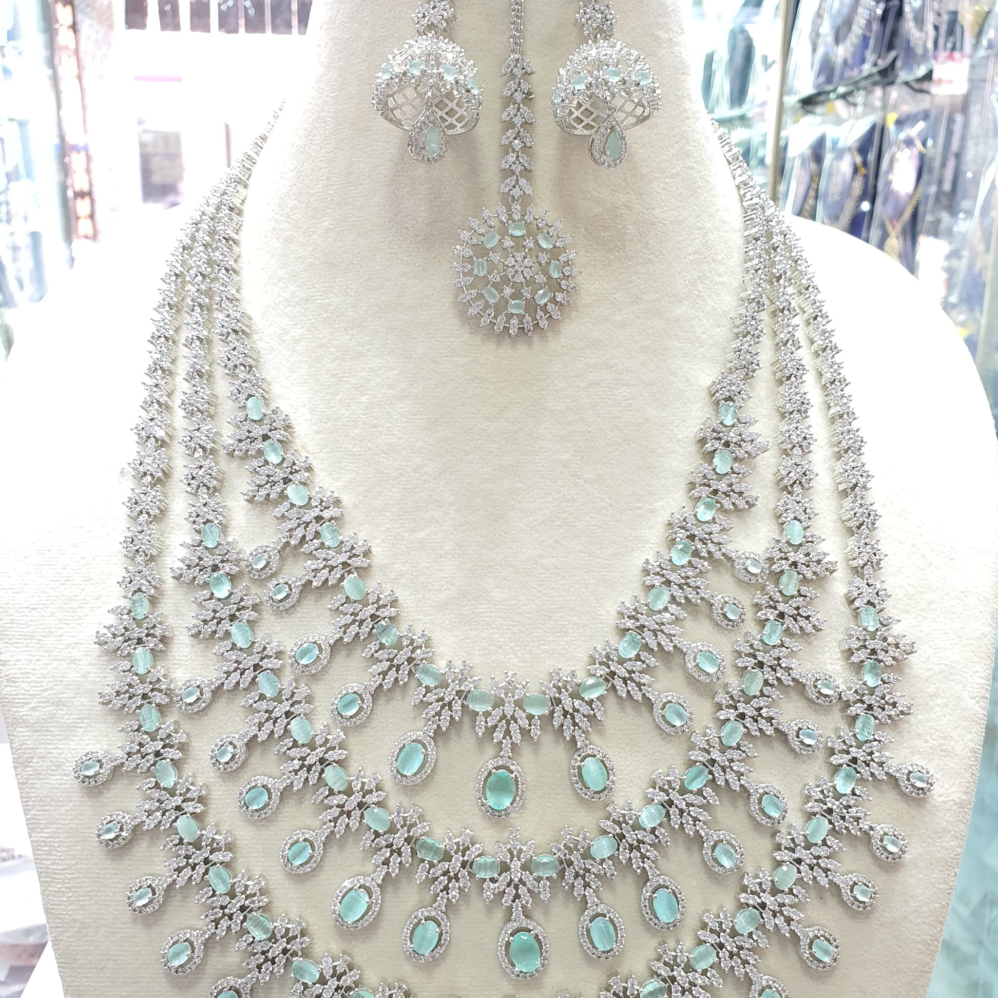 Beautiful American Diamond Jewellery Antique Set with Earrings