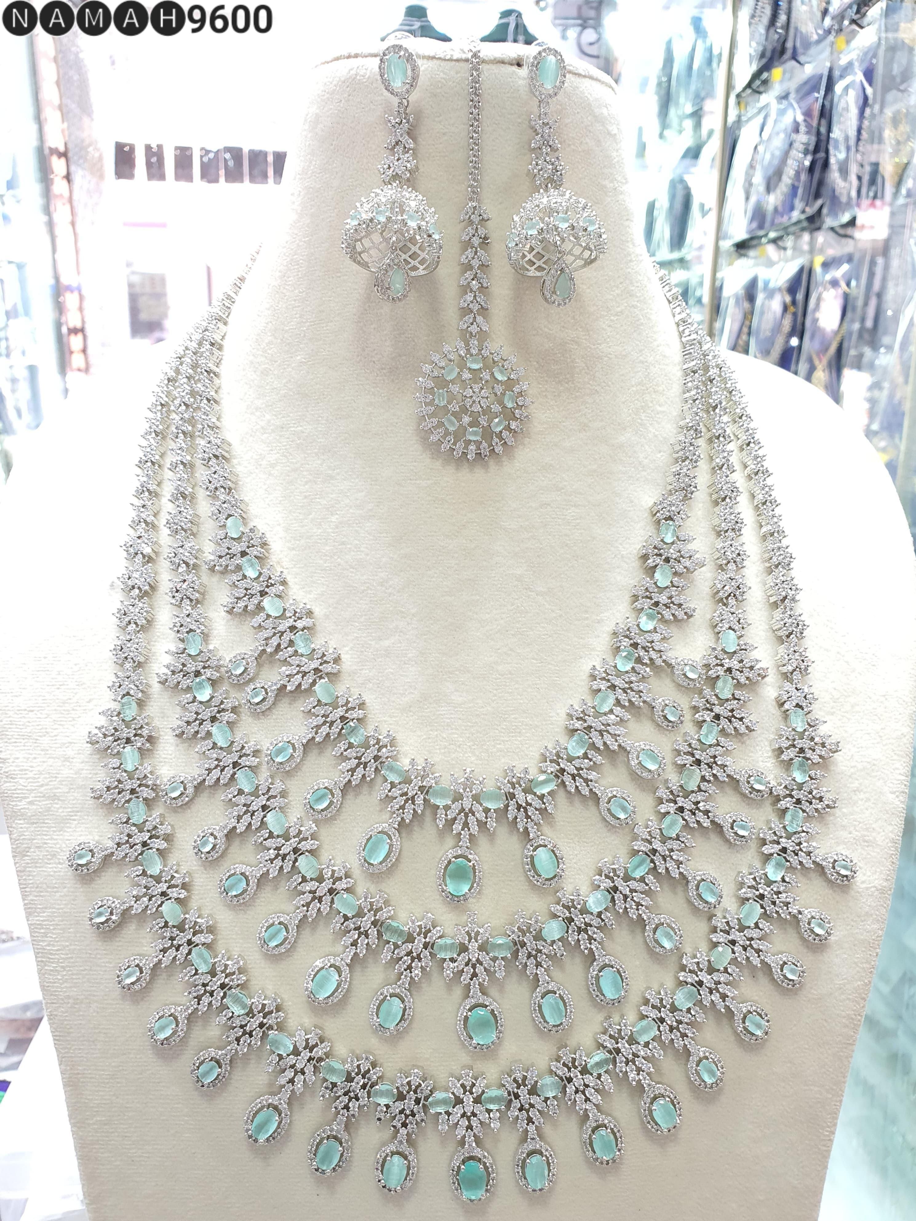 Beautiful American Diamond Jewellery Antique Set with Earrings