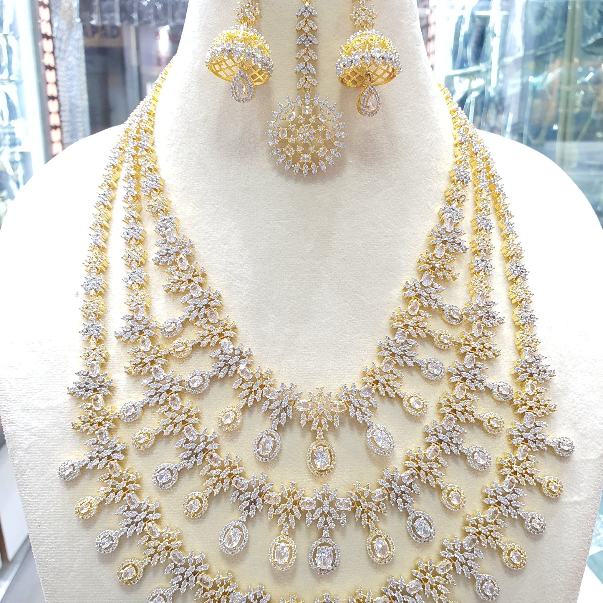 Beautiful American Diamond Jewellery Antique Set with Earrings