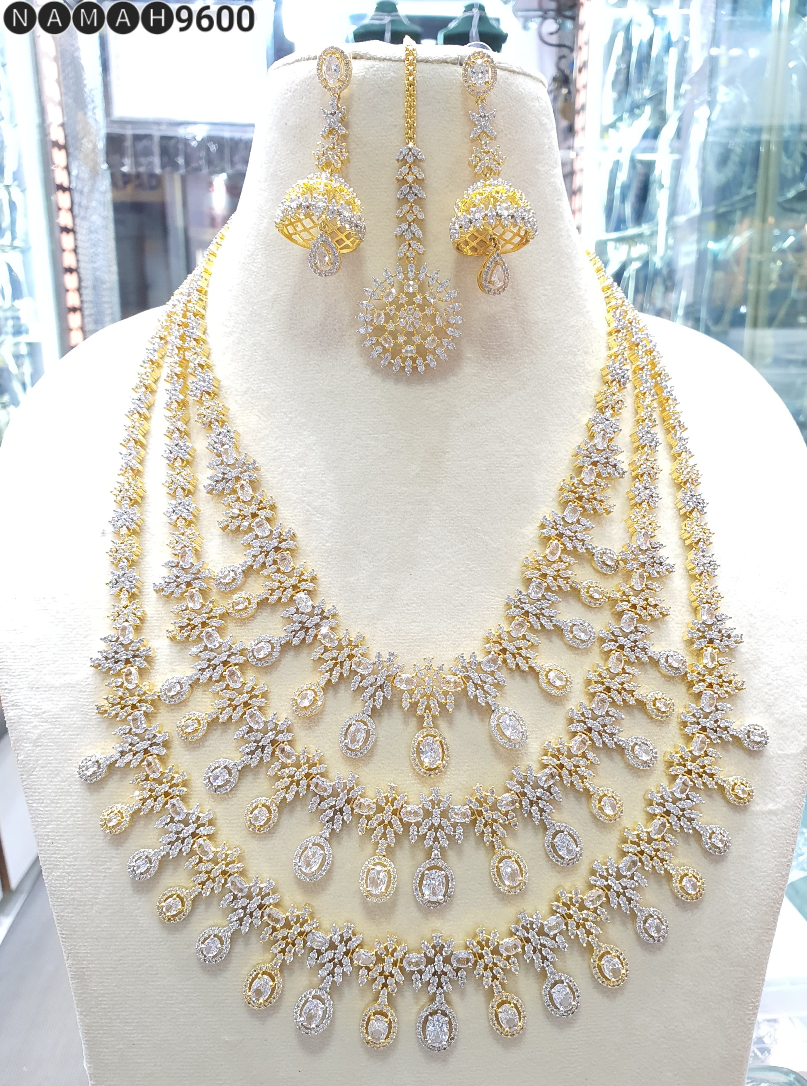 Beautiful American Diamond Jewellery Antique Set with Earrings