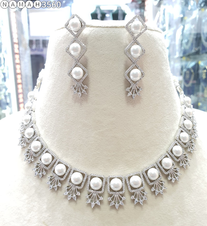 Beautiful American Diamond Jewellery Antique Set with Earrings