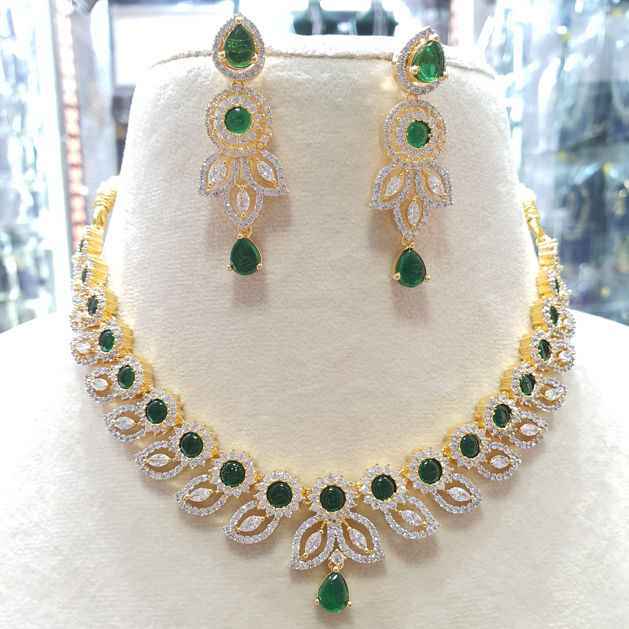 Beautiful American Diamond Jewellery Antique Set with Earrings