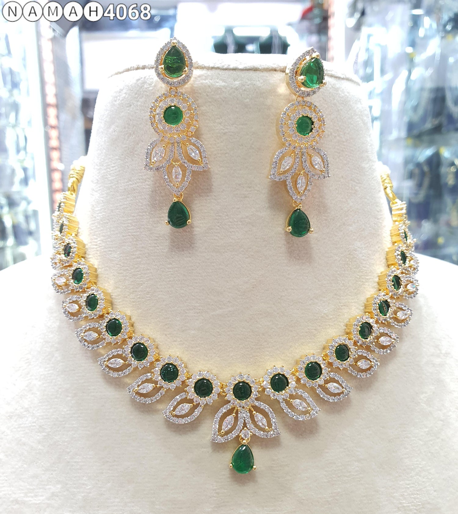 Beautiful American Diamond Jewellery Antique Set with Earrings