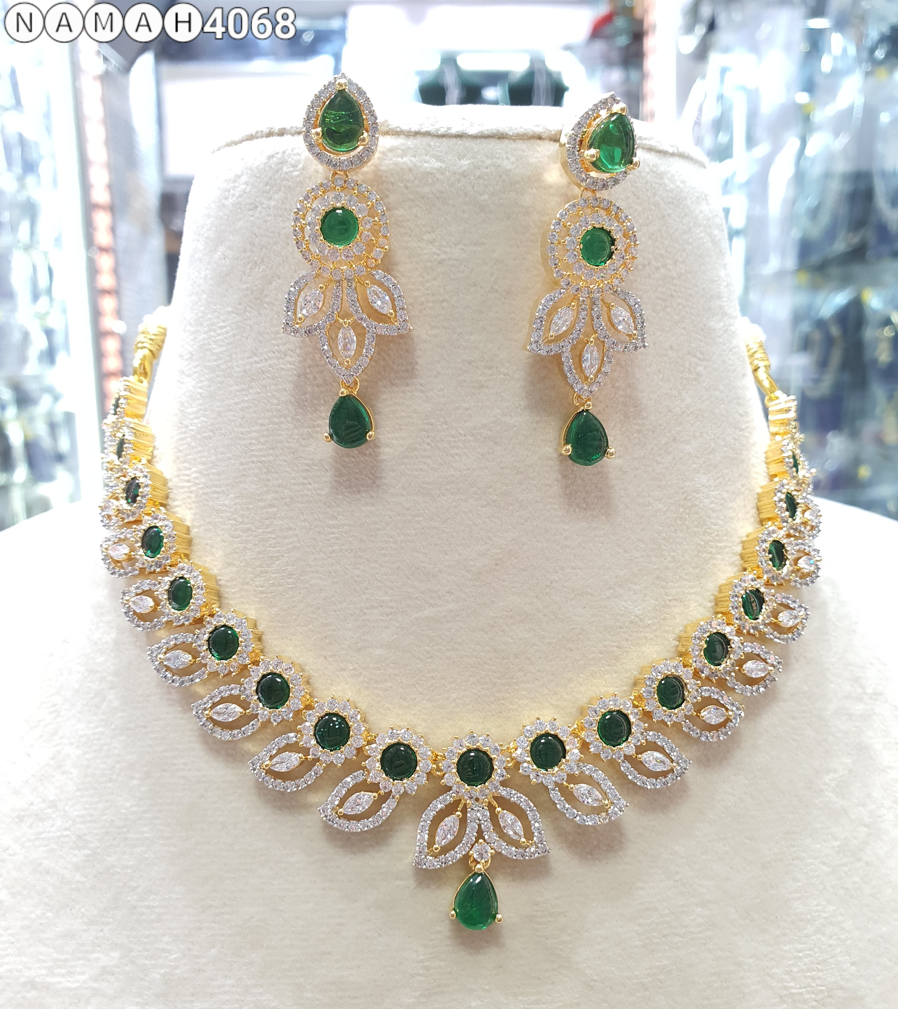 Beautiful American Diamond Jewellery Antique Set with Earrings