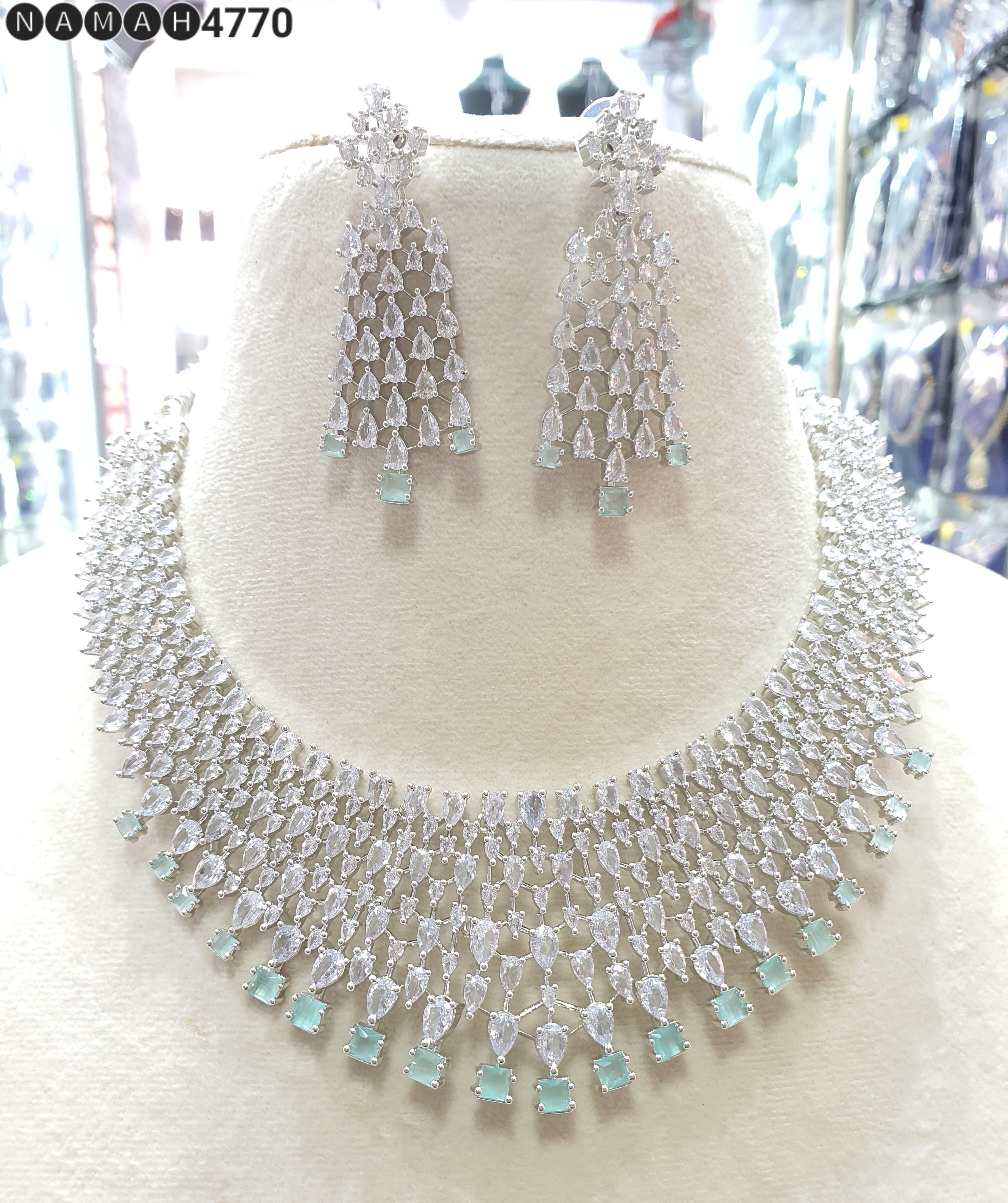 Beautiful American Diamond Jewellery Antique Set with Earrings