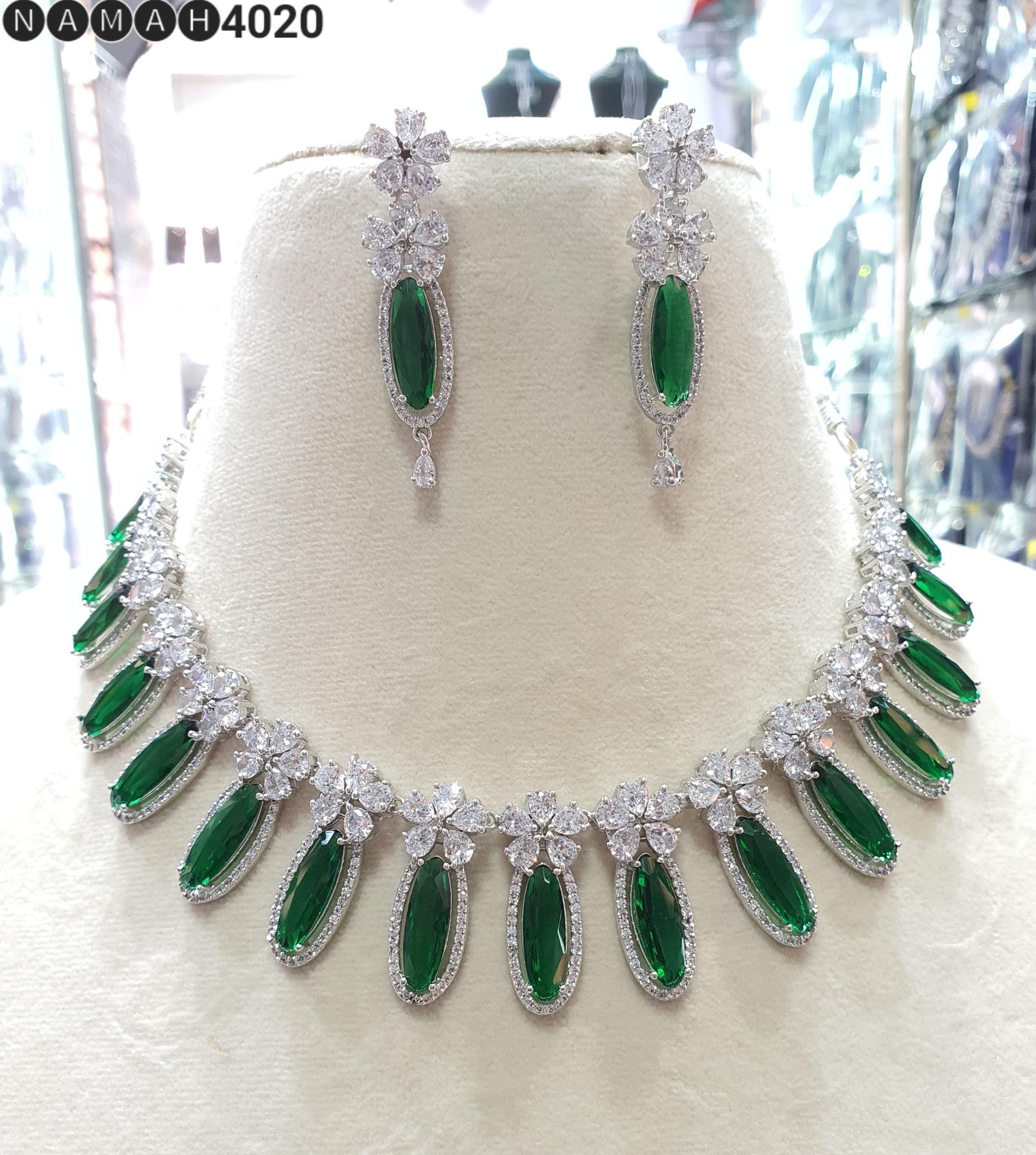 Beautiful American Diamond Jewellery Antique Set with Earrings