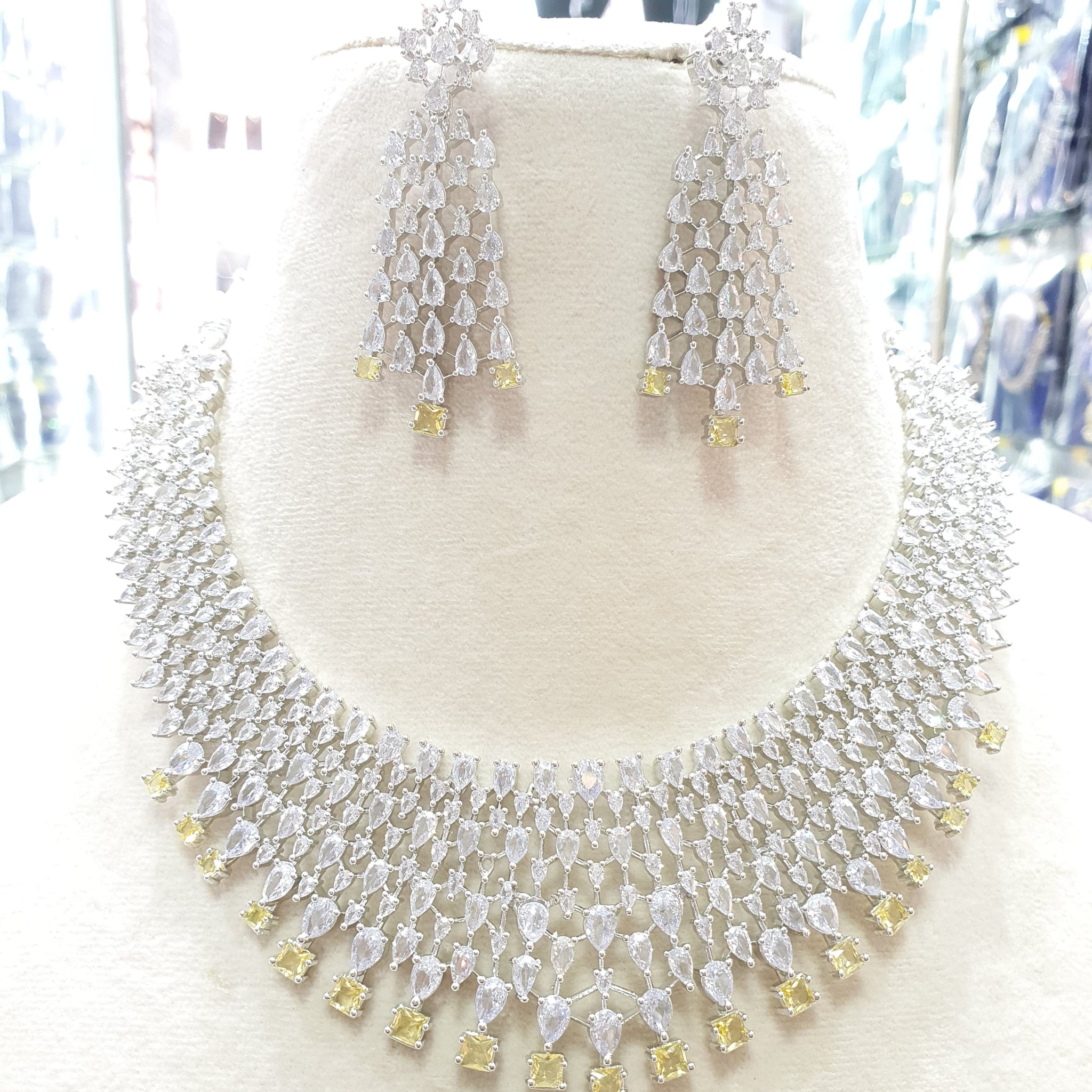 Beautiful American Diamond Jewellery Antique Set with Earrings