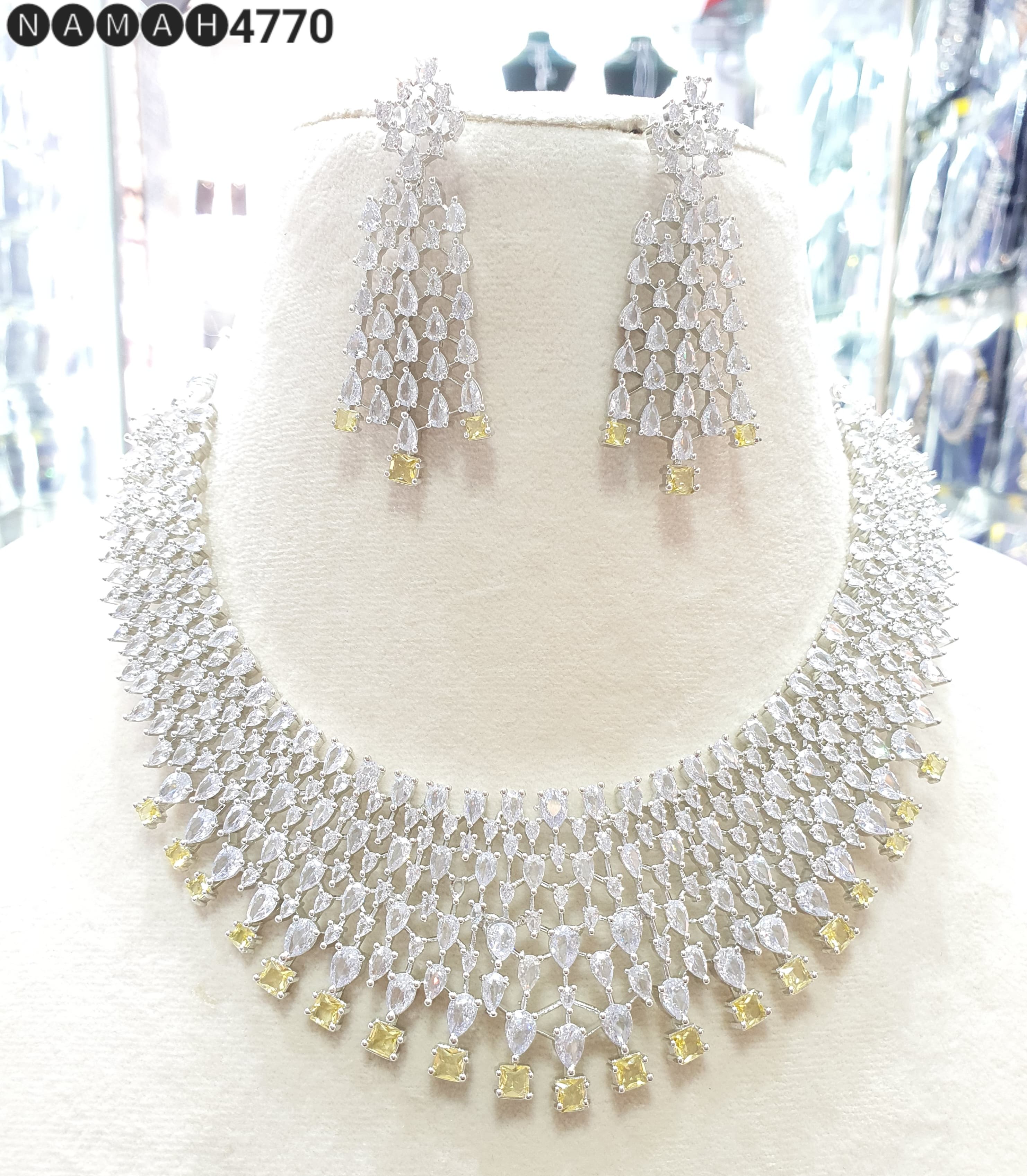 Beautiful American Diamond Jewellery Antique Set with Earrings