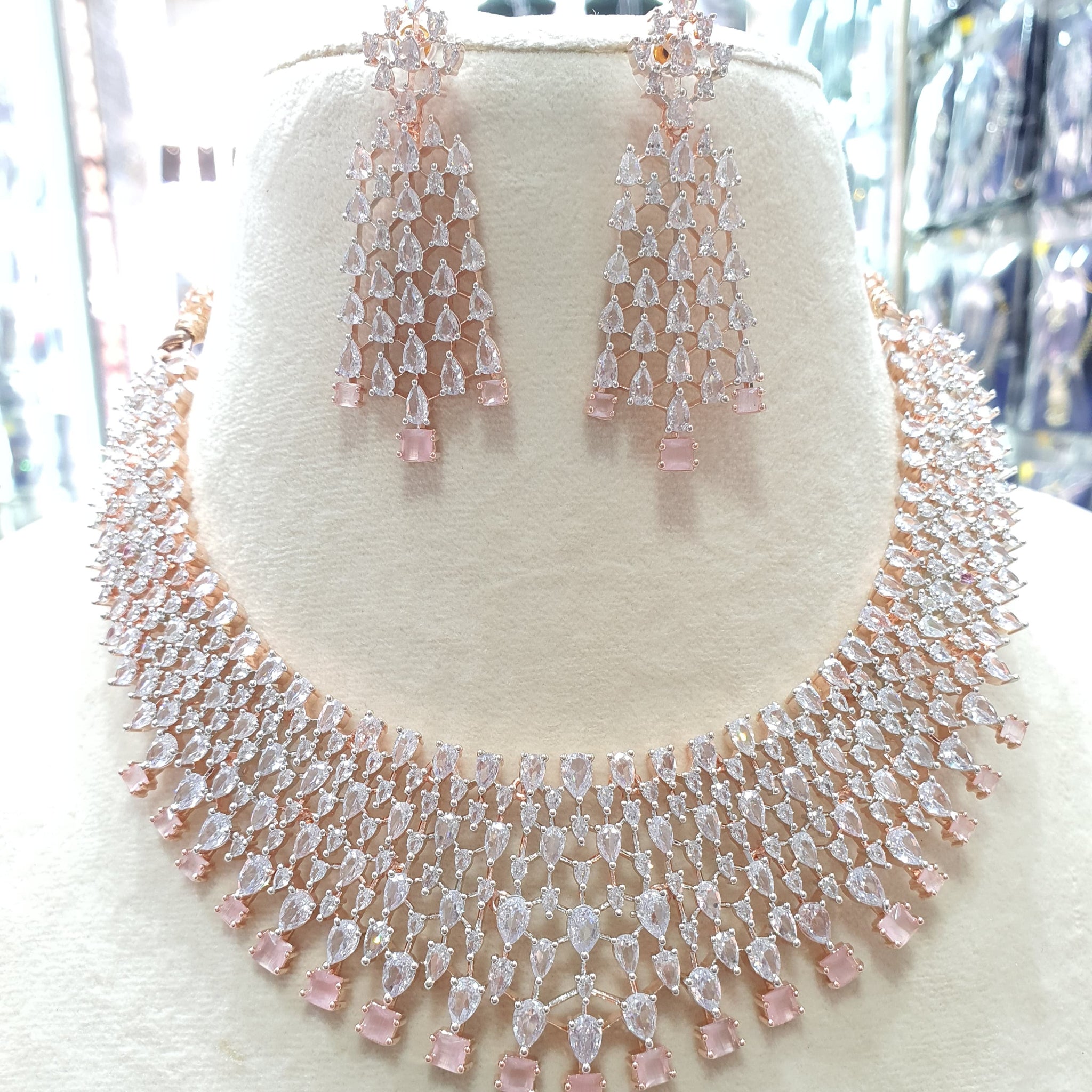 Beautiful American Diamond Jewellery Antique Set with Earrings