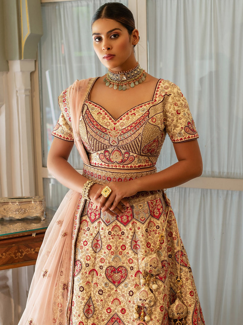 Multicolor Traditional Thread work Wedding Lehenga