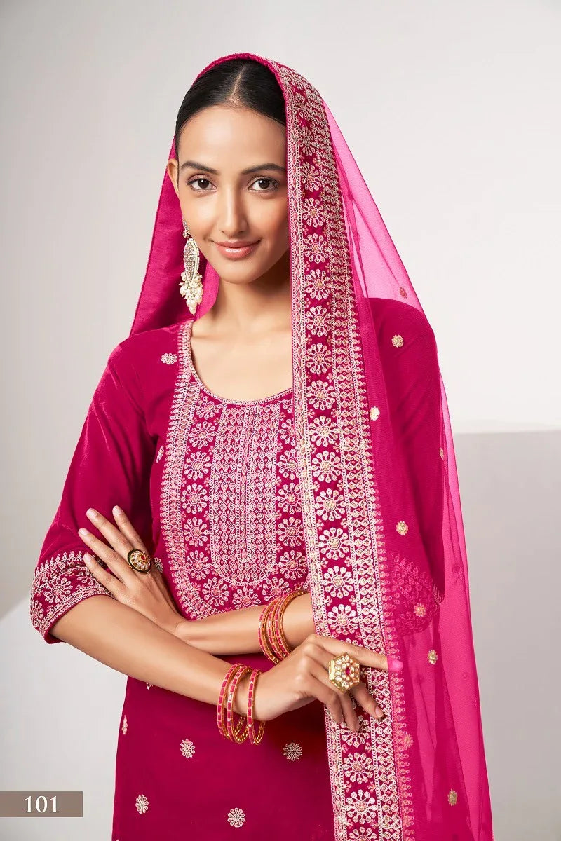 Beautiful Designer Velvet Suit Sabhyata Vol – 1