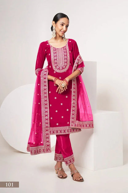 Beautiful Designer Velvet Suit Sabhyata Vol – 1