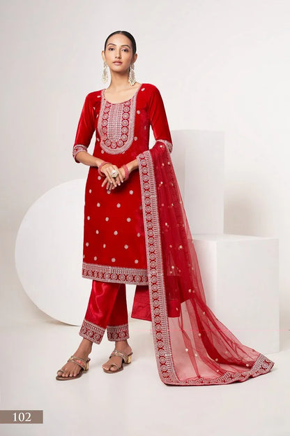 Beautiful Designer Velvet Suit Sabhyata Vol – 1