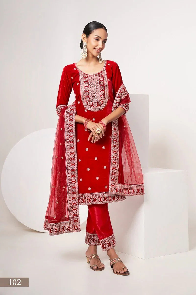 Beautiful Designer Velvet Suit Sabhyata Vol – 1