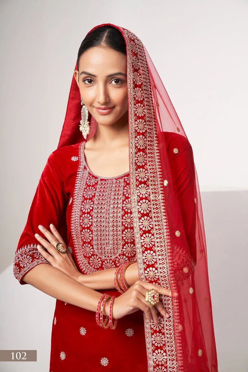 Beautiful Designer Velvet Suit Sabhyata Vol – 1