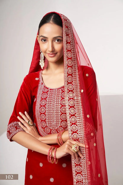 Beautiful Designer Velvet Suit Sabhyata Vol – 1