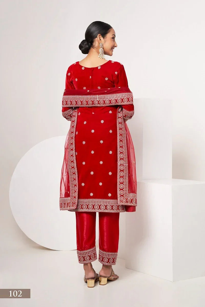 Beautiful Designer Velvet Suit Sabhyata Vol – 1