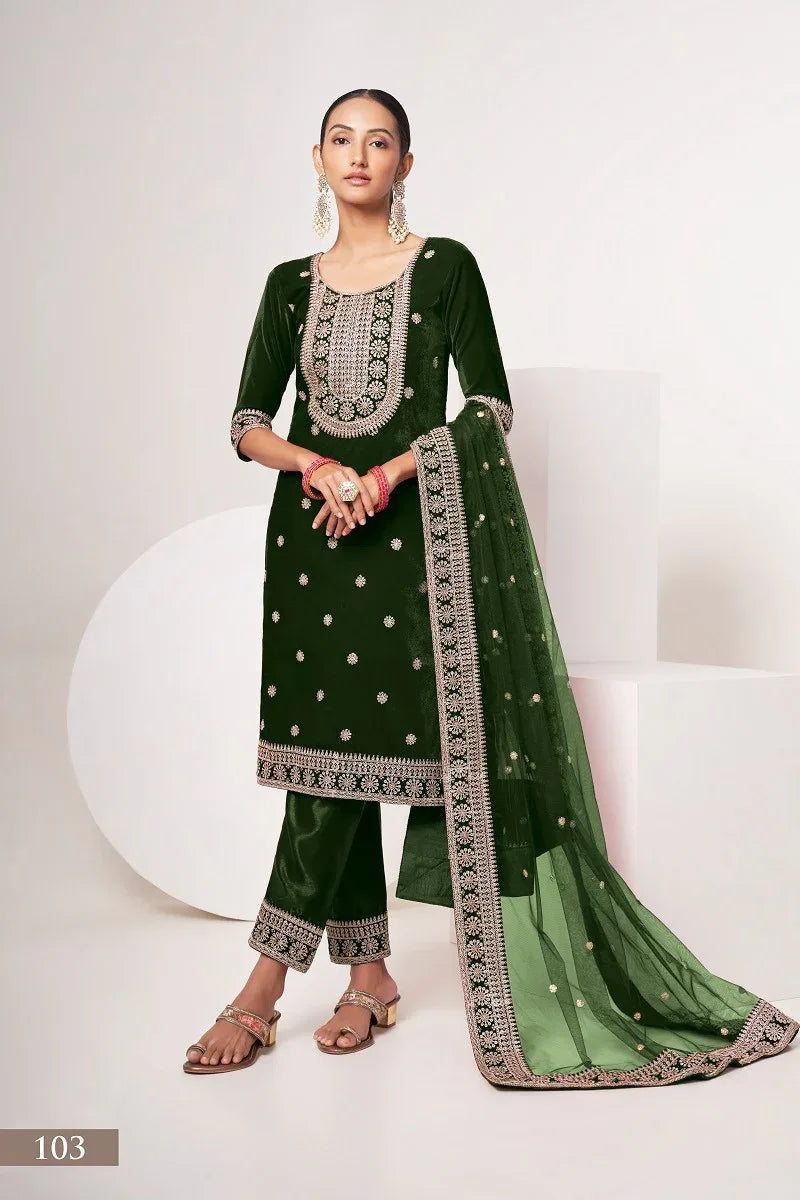 Beautiful Designer Velvet Suit Sabhyata Vol – 1