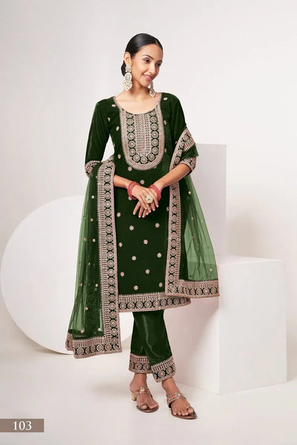 Beautiful Designer Velvet Suit Sabhyata Vol – 1