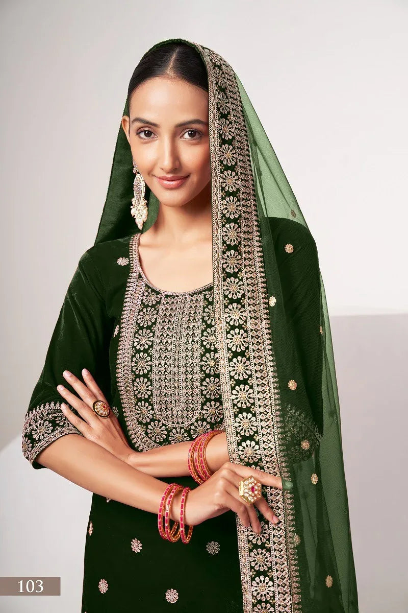 Beautiful Designer Velvet Suit Sabhyata Vol – 1