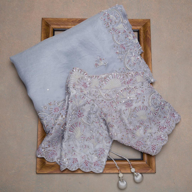 Beautiful Designer Organza With Embroidery Sequens Saree