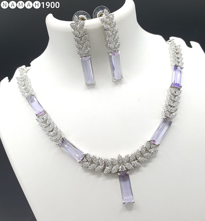 Beautiful American Diamond Jewellery Antique Necklace Set with Earrings