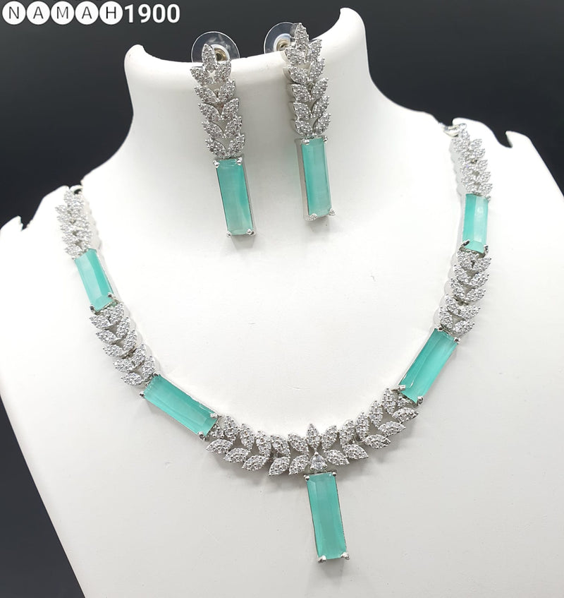 Beautiful American Diamond Jewellery Antique Necklace Set with Earrings