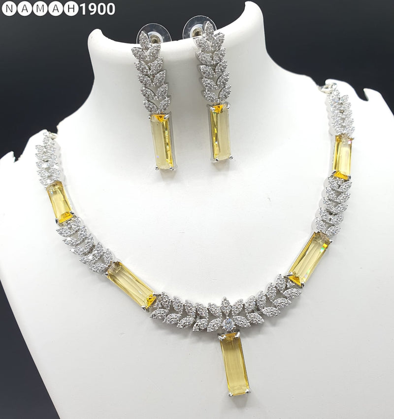 Beautiful American Diamond Jewellery Antique Necklace Set with Earrings